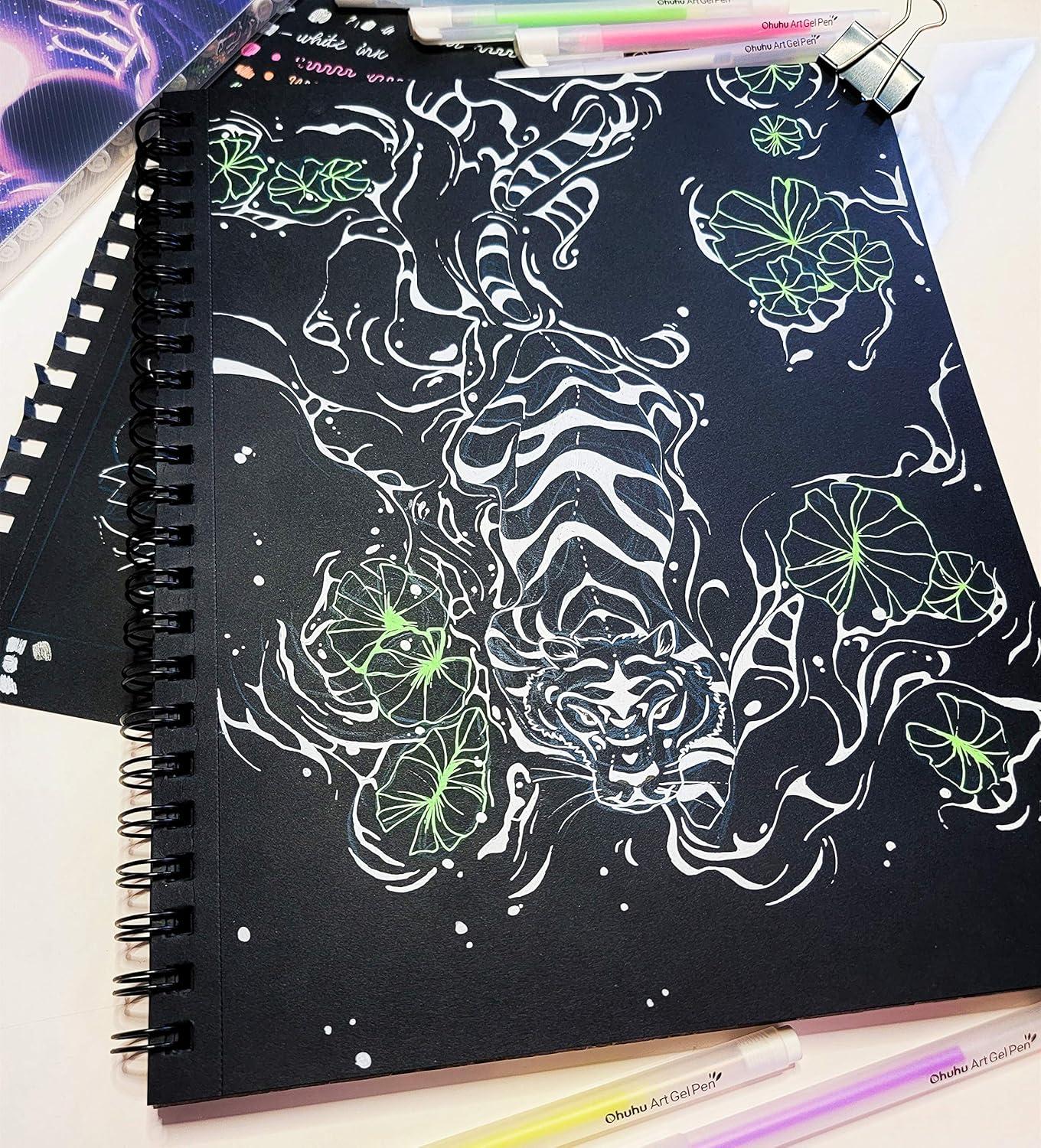 imageBlack Sketch Pad for Posca 97quotx12quot Ohuhu 2 Pack 120 LB200 GSM Black Drawing Papers 38 Sheets76 Pages SpiralBound Sketchbook for Art Gel Pen Colored Pencils Metallic Marker Pens