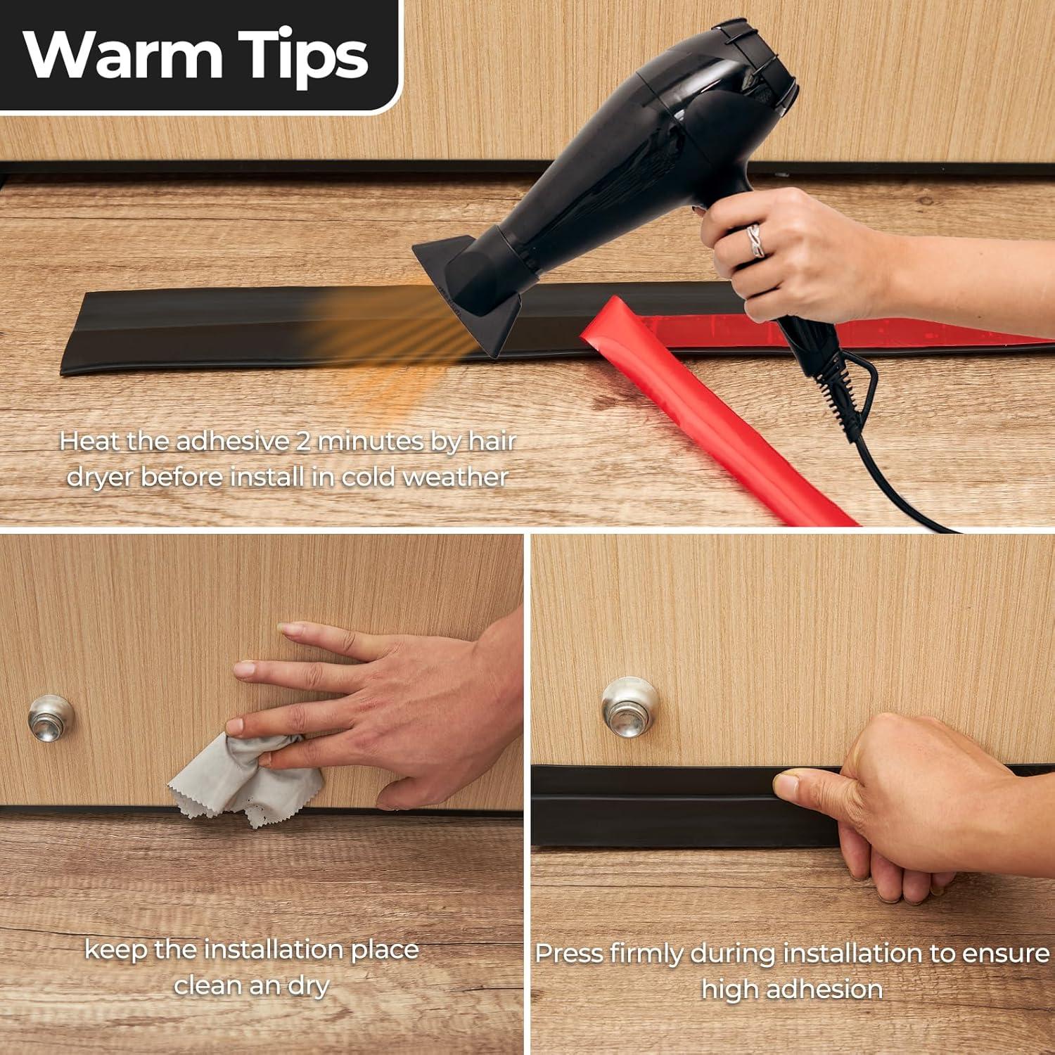 imageDoor Draft Stopper Under Door Sweep Ohuhu 2 Pack 37quot L x 145quotW Door Draft Blocker Weather Stripping for Exterior Interior Doors Door Seal Gap Filler Bottom Dust Noise Insulation Draft GuardBlack