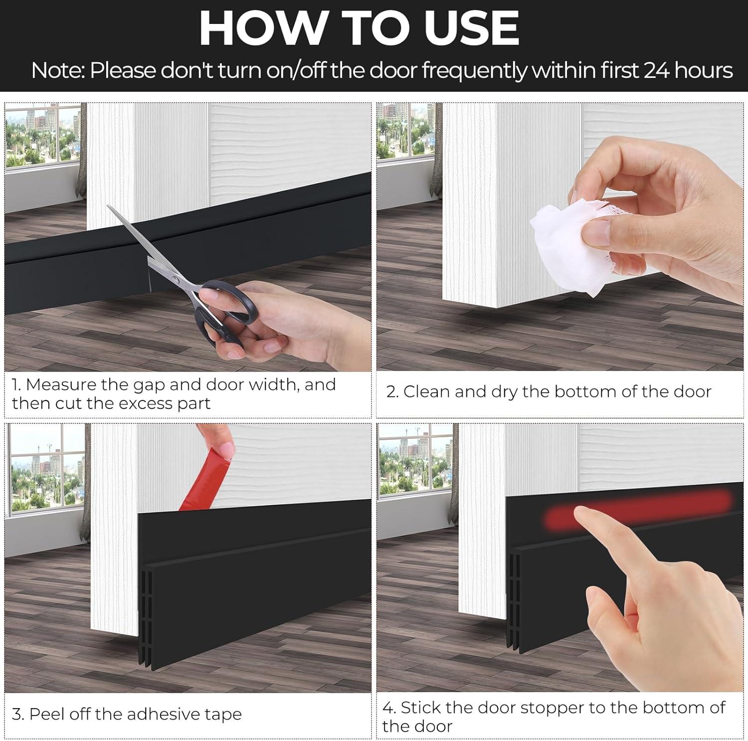 imageDoor Draft Stopper Under Door Sweep Ohuhu 2 Pack 37quot L x 145quotW Door Draft Blocker Weather Stripping for Exterior Interior Doors Door Seal Gap Filler Bottom Dust Noise Insulation Draft GuardBlack