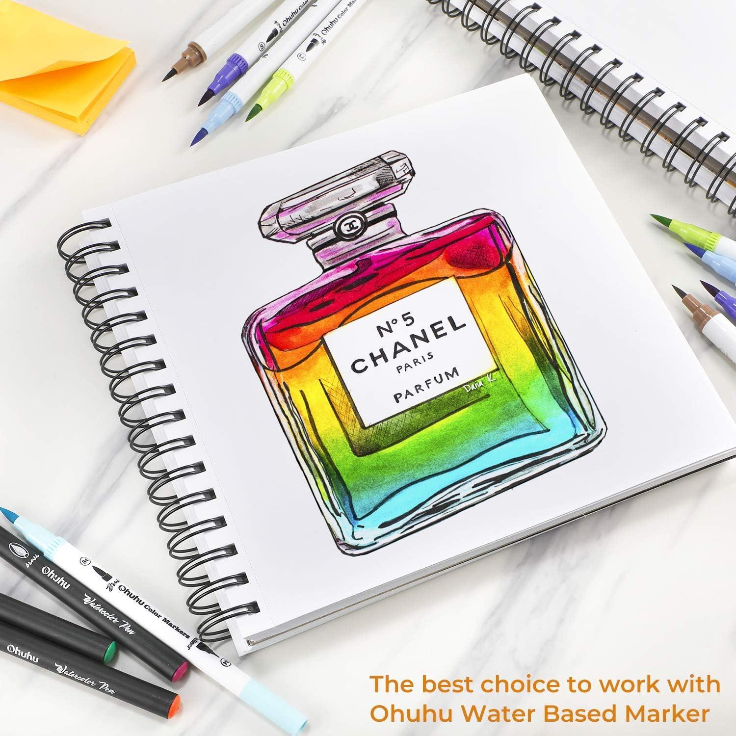 imageMix Media Pad Ohuhu Mixed Media Art Sketchbook 120 LB200 GSM Heavyweight Papers 62 Sheets124 Pages Spiral Bound Mixed Media Paper Pad for Christmas Gift 85x6 in8983 IN