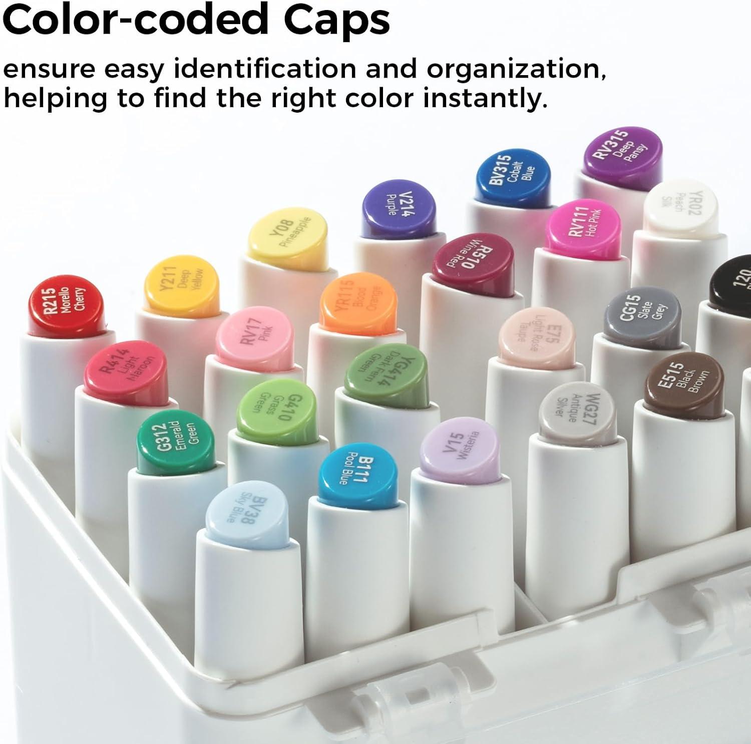 imageOhuhu Alcohol Markers  Double Tipped Art Marker Set for Artists Adult Coloring  Alcoholbased Refillable Ink  24 Basic Colors  Slim Broad ampamp Fine Dual Tips  Kaala Markers Pen Gift