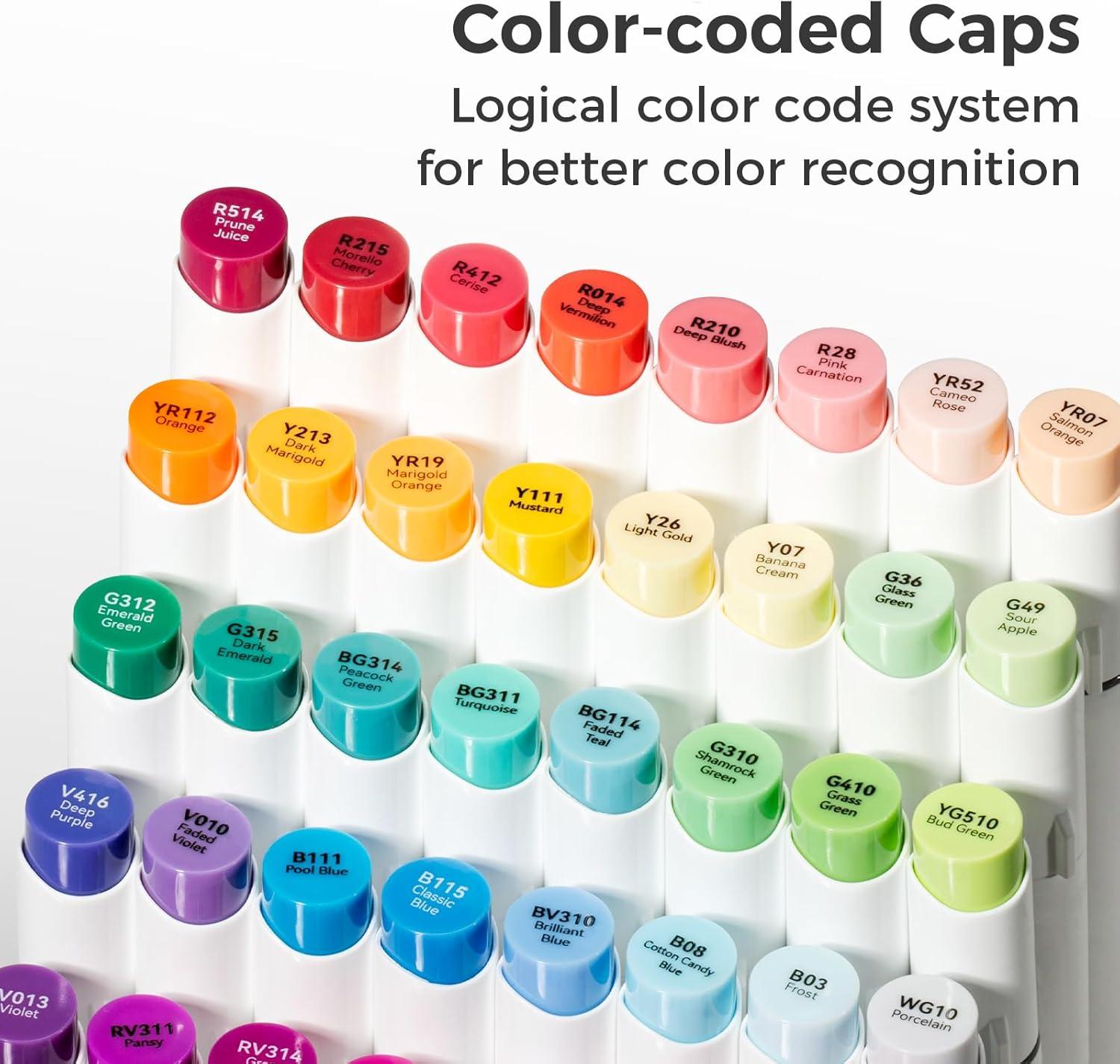 imageOhuhu Alcohol Markers Brush Tip Double Tipped Art Marker Set for Artist Adults Coloring Illustration 48 Colors Brush ampamp Fine Honolulu B RefillableBrush Soft Chisel