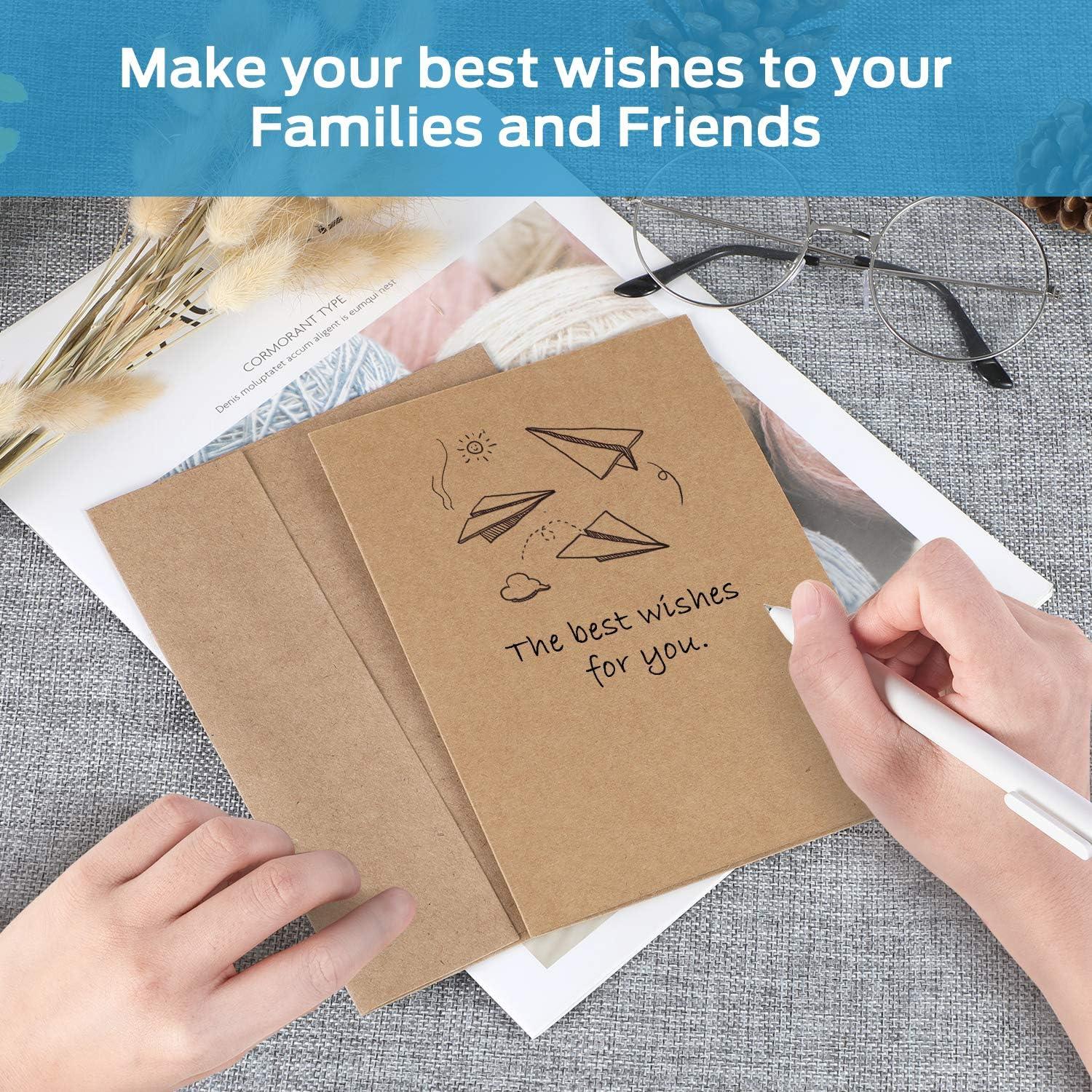 imageOhuhu Blank Brown Kraft Cards and Envelopes 100 Pack 425quot x 55quot Folded Cardstock Paper and A2 Envelopes for DIY Greeting Cards Wedding Birthday Invitations Thank You Cards and All OccasionsA2 425x55