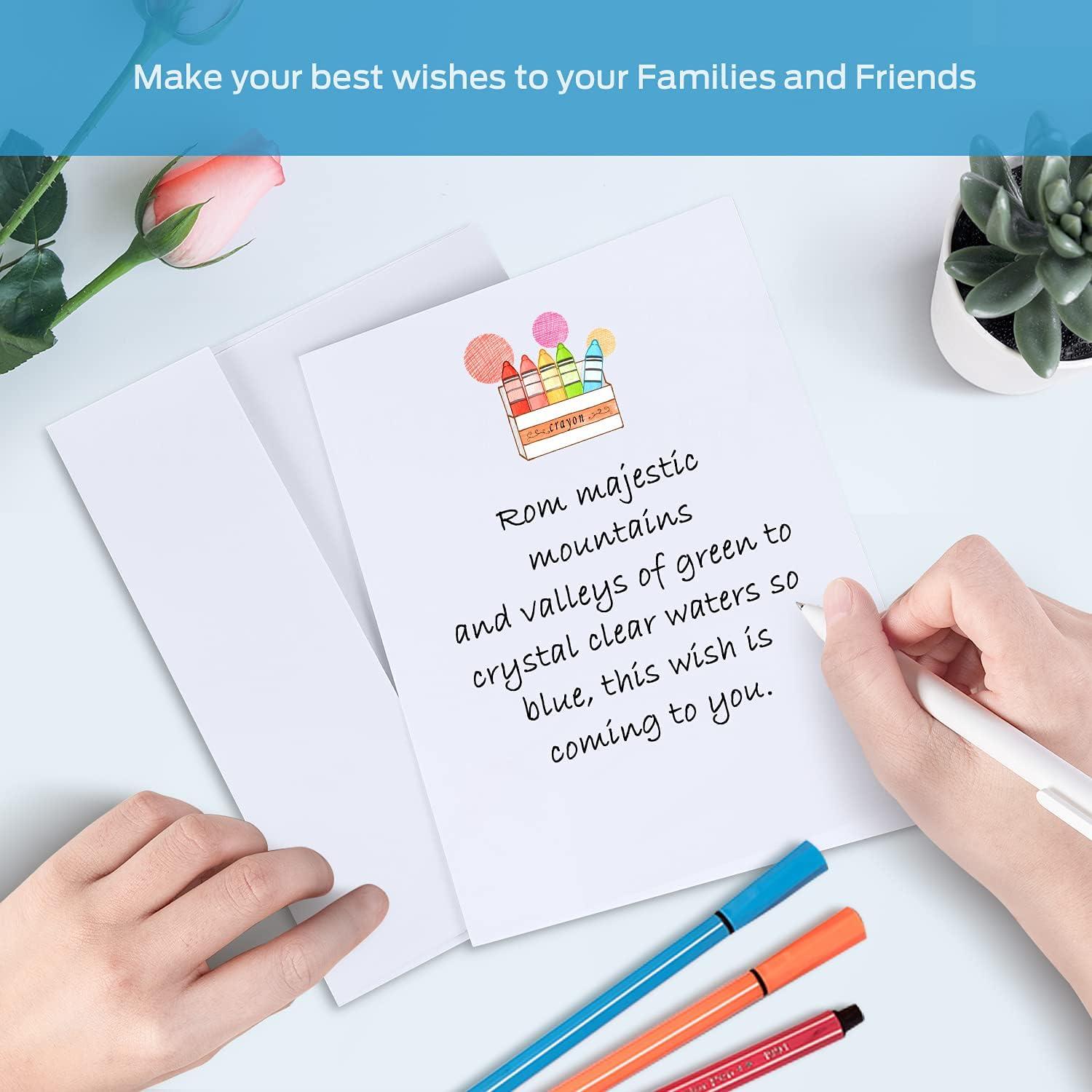 imageOhuhu Blank White Cards and Envelopes 50 Pack 5quot x 7quot Heavyweight Folded Cardstock and A7 Envelopes for DIY Greeting Cards Wedding Birthday Invitations Baby Shower Thank You Cards and All OccasionsA7 5x7