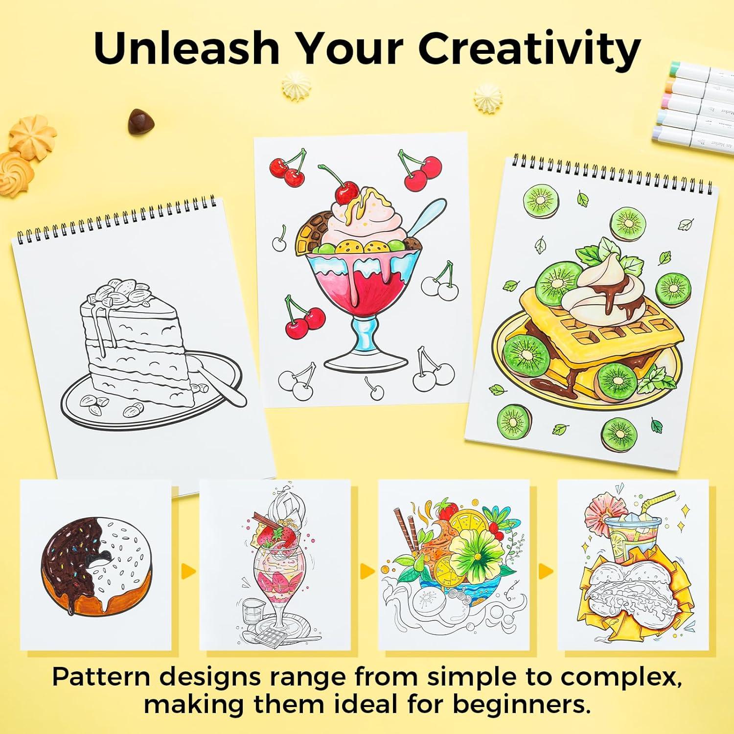 imageOhuhu DoubleSided Bleedproof Coloring Book for Alcohol Markers  8quotx10quot My Simple Pleasure Coloring Book  20 Sheets40 Patterns  Top SpiralBound Design  StressRelieving Gift for Adults TeensEnjoy The Sweet Moment