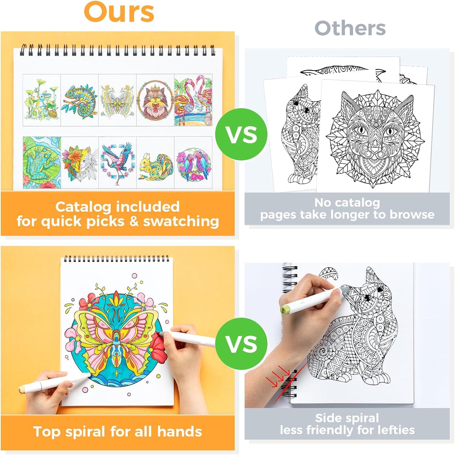 imageOhuhu DoubleSided Bleedproof Coloring Book for Alcohol Markers  8quotx10quot My Simple Pleasure Coloring Book  20 Sheets40 Patterns  Top SpiralBound Design  StressRelieving Gift for Adults TeensMandala  Animals