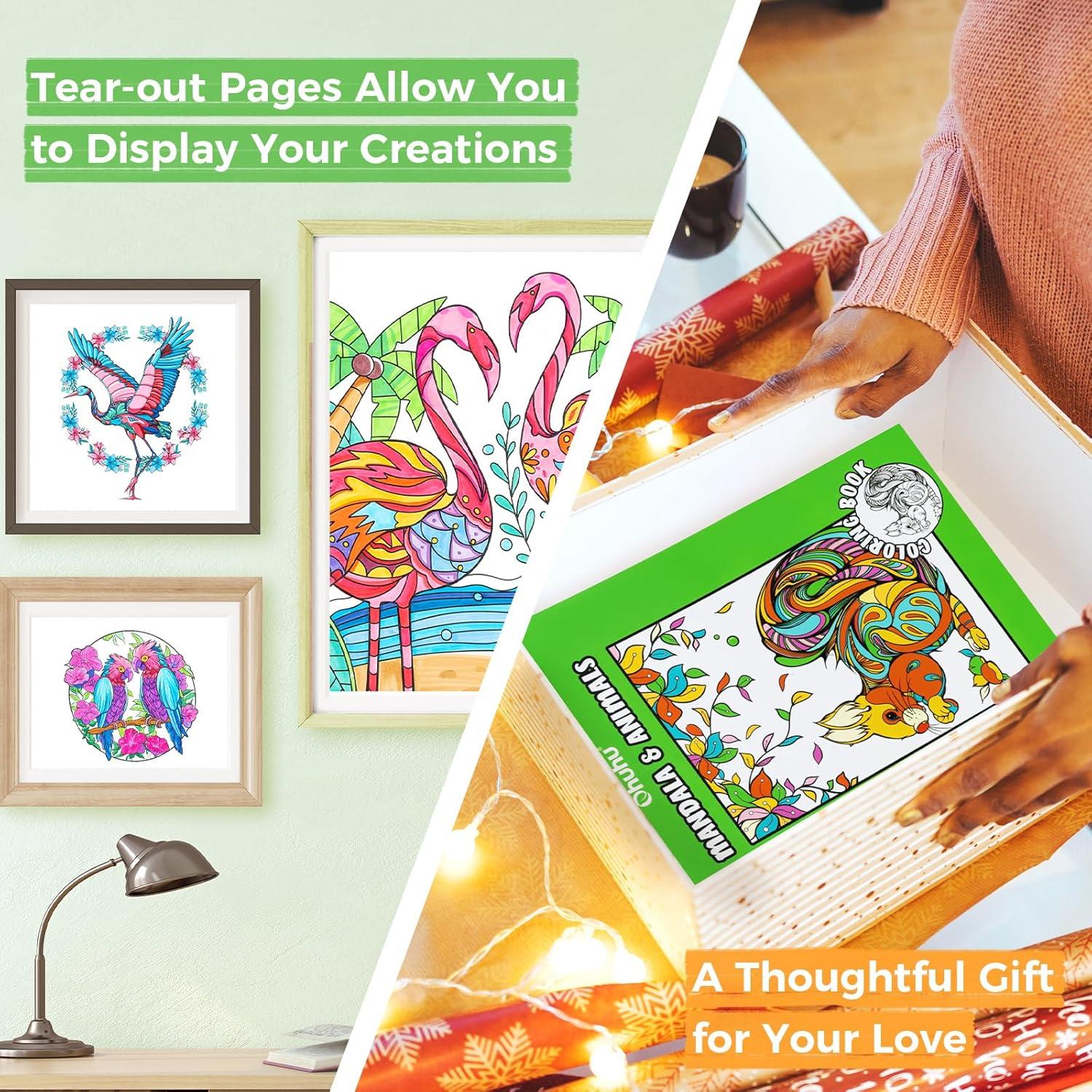 imageOhuhu DoubleSided Bleedproof Coloring Book for Alcohol Markers  8quotx10quot My Simple Pleasure Coloring Book  20 Sheets40 Patterns  Top SpiralBound Design  StressRelieving Gift for Adults TeensMandala  Animals