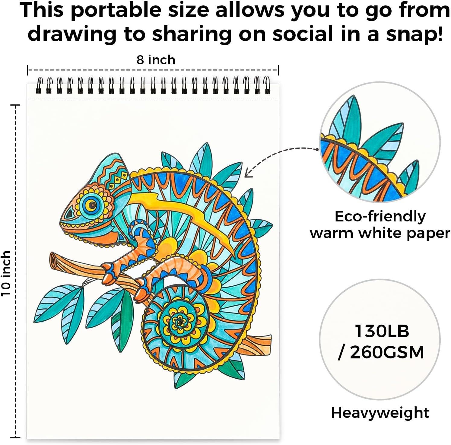 imageOhuhu DoubleSided Bleedproof Coloring Book for Alcohol Markers  8quotx10quot My Simple Pleasure Coloring Book  20 Sheets40 Patterns  Top SpiralBound Design  StressRelieving Gift for Adults TeensMandala  Animals
