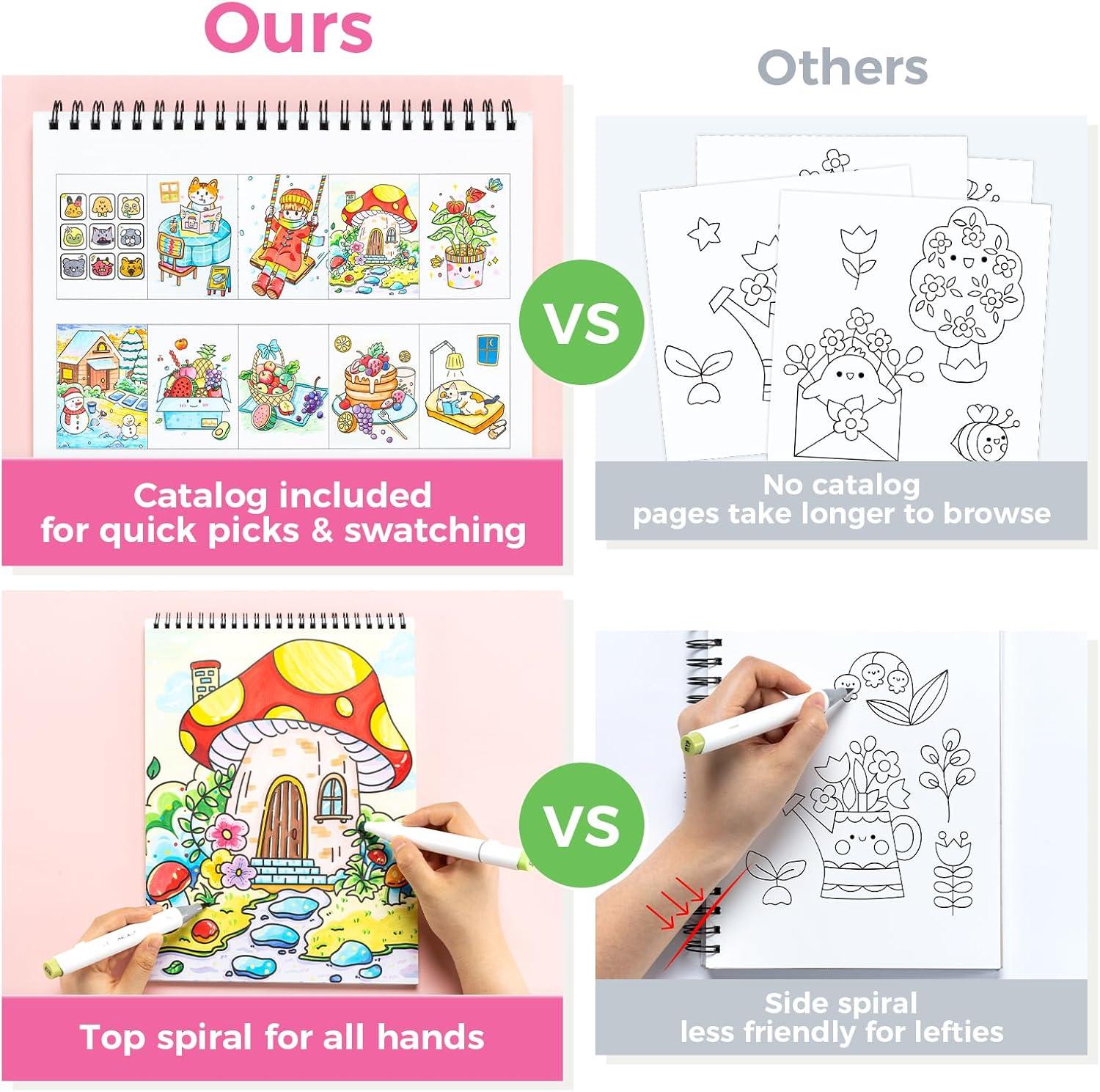 imageOhuhu DoubleSided Bleedproof Coloring Book for Alcohol Markers  8quotx10quot My Simple Pleasure Coloring Book  20 Sheets40 Patterns  Top SpiralBound Design  StressRelieving Gift for Adults TeensWarm White