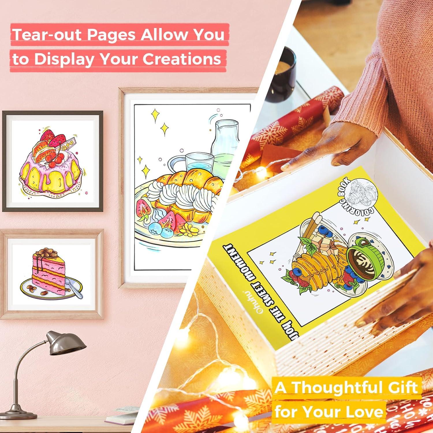 imageOhuhu DoubleSided Bleedproof Coloring Book for Alcohol Markers  8quotx10quot My Simple Pleasure Coloring Book  20 Sheets40 Patterns  Top SpiralBound Design  StressRelieving Gift for Adults TeensEnjoy The Sweet Moment