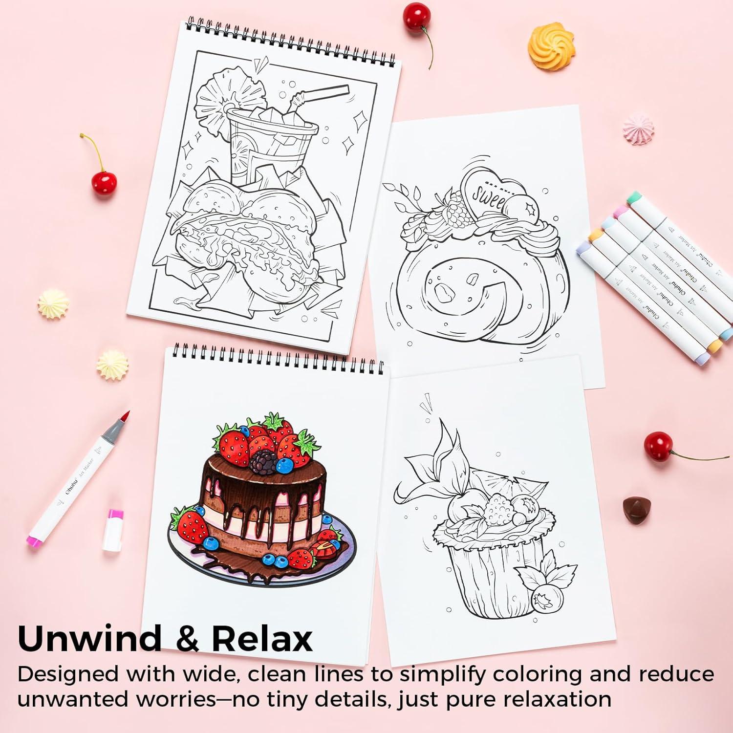 imageOhuhu DoubleSided Bleedproof Coloring Book for Alcohol Markers  8quotx10quot My Simple Pleasure Coloring Book  20 Sheets40 Patterns  Top SpiralBound Design  StressRelieving Gift for Adults TeensEnjoy The Sweet Moment