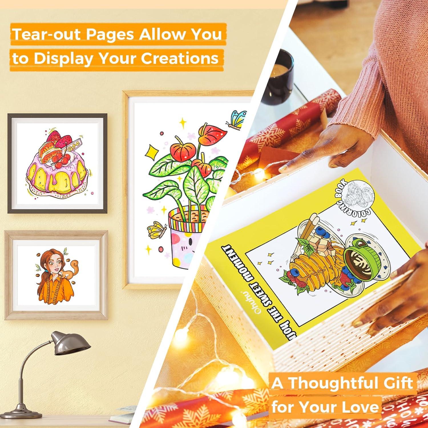 imageOhuhu DoubleSided Bleedproof Coloring Book for Alcohol Markers  8quotx10quot My Simple Pleasure Coloring Book  20 Sheets40 Patterns  Top SpiralBound Design  StressRelieving Gift for Adults Teens4 Sets