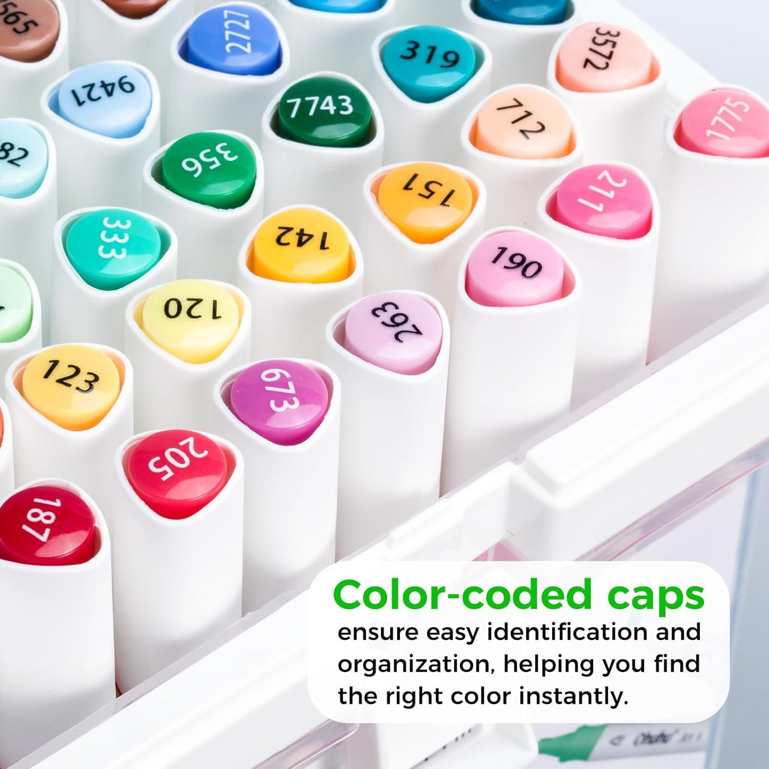 imageOhuhu Markers 48color Double Tipped Alcohol Markers Chisel ampamp Fine Alcoholbased Art Marker Set for Adults Coloring Illustration Great Value Pack for Students Art Class Better Designed GripLandscape Tones