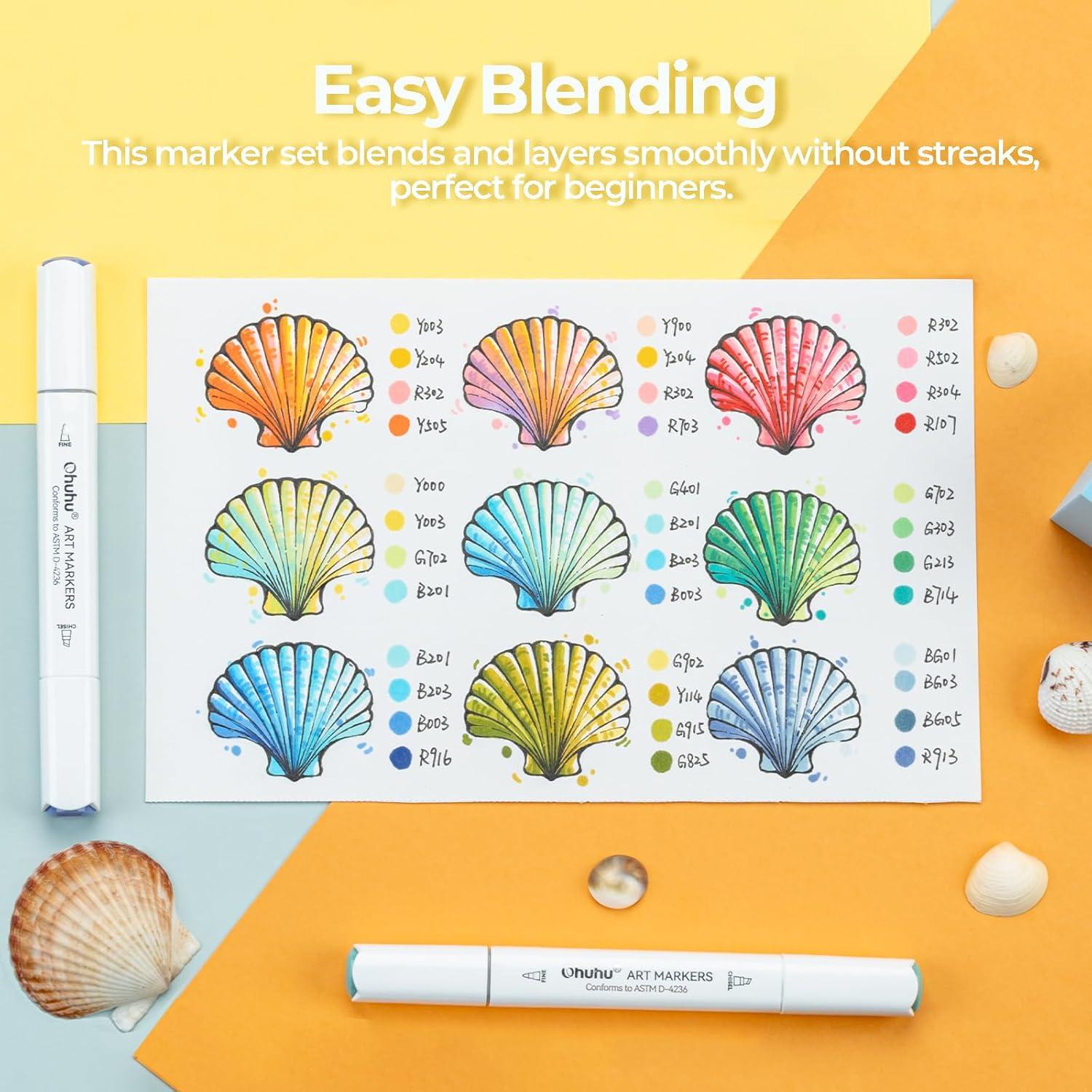 imageOhuhu Markers for Starters 80color Chisel ampamp Fine Dual Tips Alcohol Markers Coloring Illustration Sketching Alcohol Art Marker Set for Adult Beginner Great Value Pack for Students Art Class Manoa
