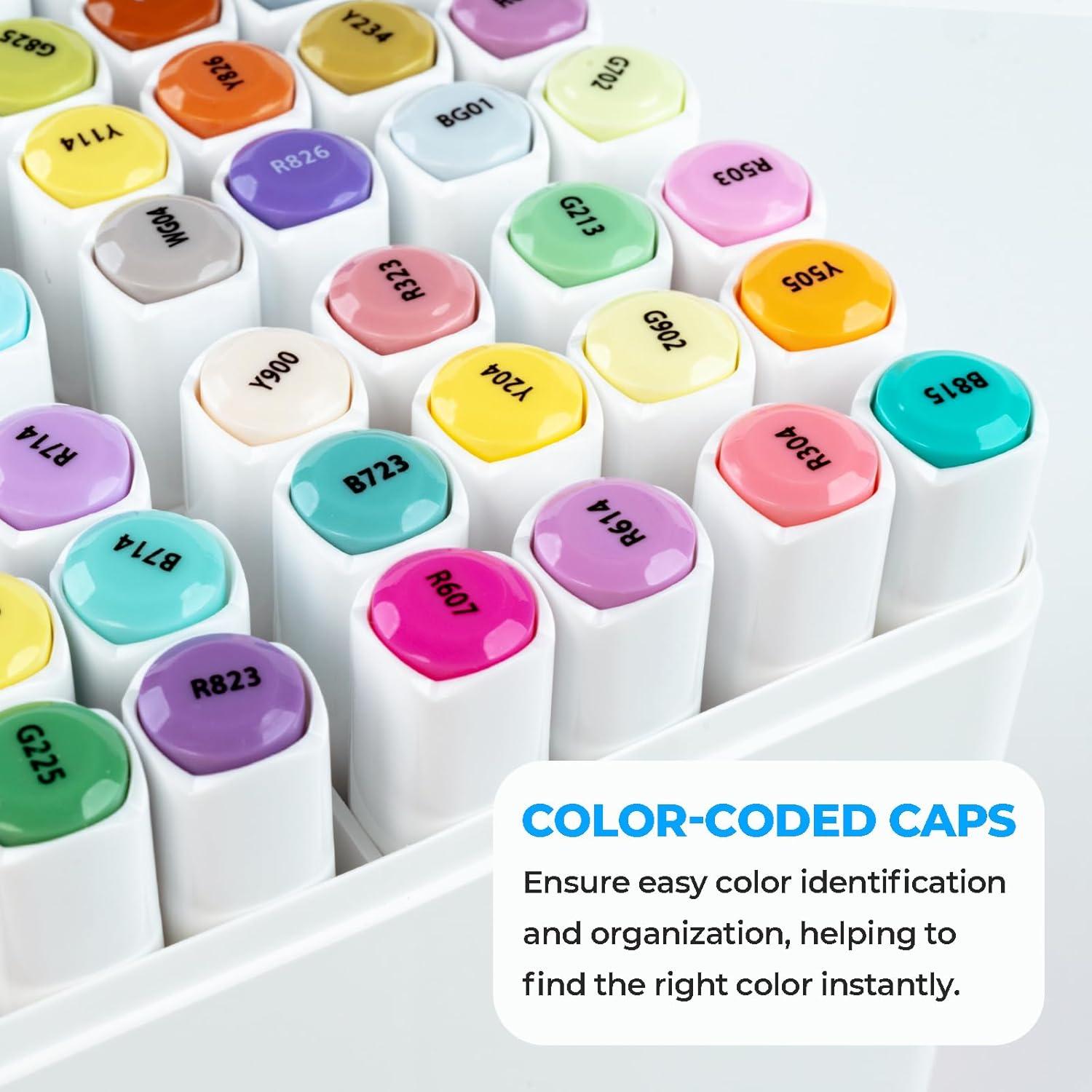 imageOhuhu Markers for Starters 80color Chisel ampamp Fine Dual Tips Alcohol Markers Coloring Illustration Sketching Alcohol Art Marker Set for Adult Beginner Great Value Pack for Students Art Class Manoa