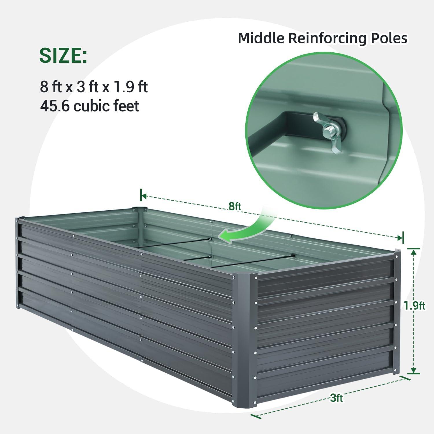 imageOhuhu Metal Raised Garden Bed Outdoor 6x3x15 FT Reinforced Galvanized Rustproof Colored Steel Planter Boxes for Vegetables Heavy Duty Raised Beds for Growing Flowers Herbs SucculentsCharcoal Grey