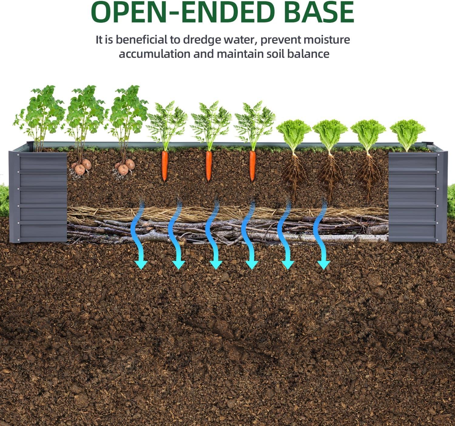 imageOhuhu Metal Raised Garden Bed Outdoor 6x3x15 FT Reinforced Galvanized Rustproof Colored Steel Planter Boxes for Vegetables Heavy Duty Raised Beds for Growing Flowers Herbs SucculentsCharcoal Grey