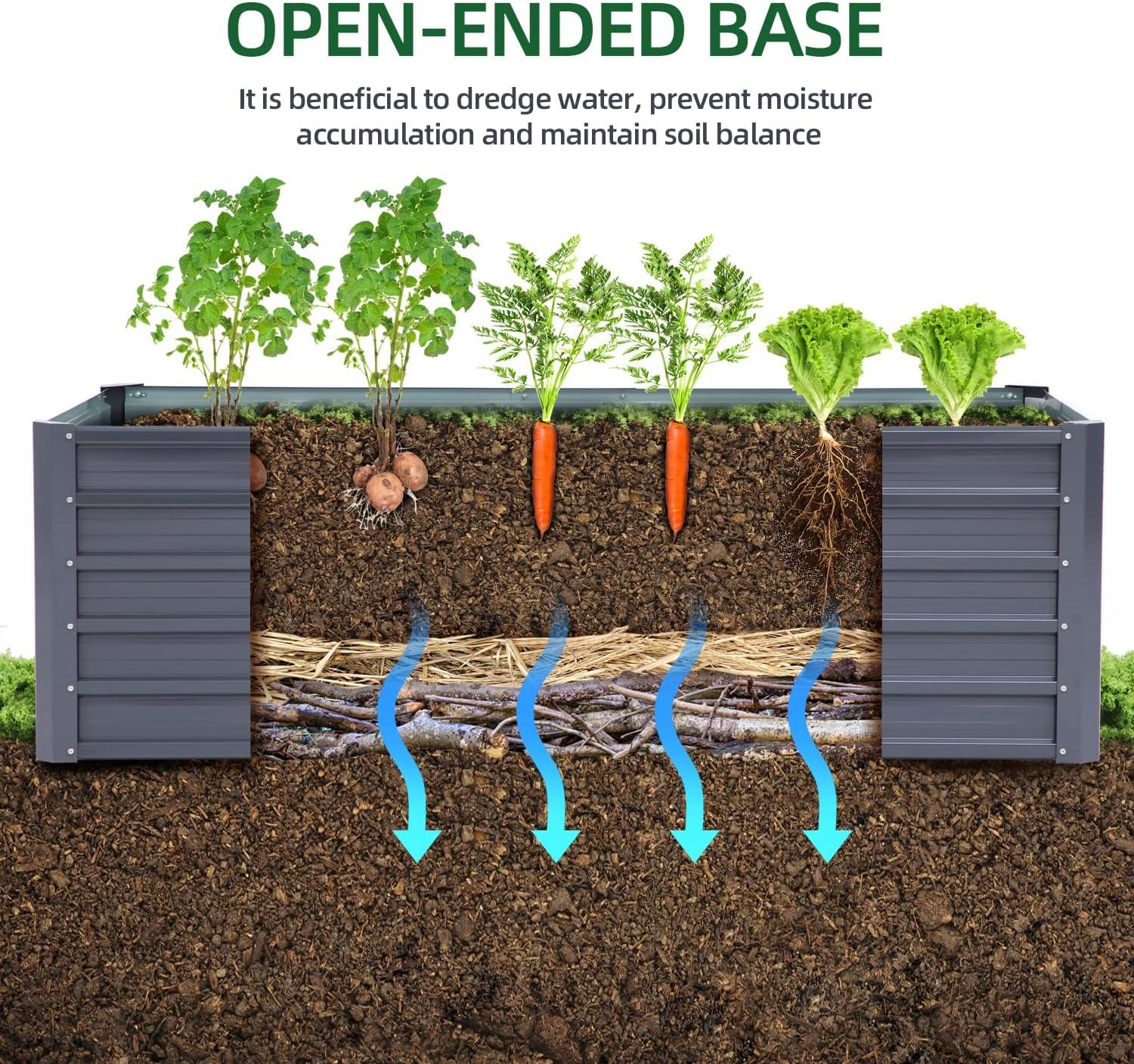 imageOhuhu Metal Raised Garden Bed Outdoor 6x3x15 FT Reinforced Galvanized Rustproof Colored Steel Planter Boxes for Vegetables Heavy Duty Raised Beds for Growing Flowers Herbs SucculentsCharcoal Grey