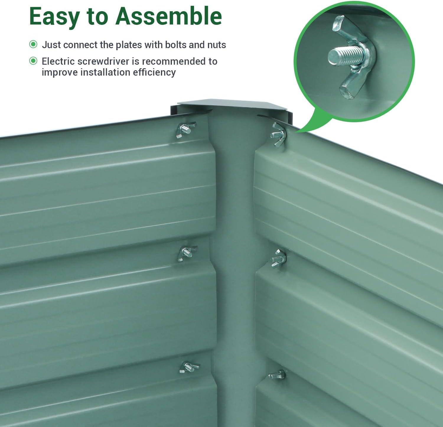 imageOhuhu Metal Raised Garden Bed Outdoor 6x3x15 FT Reinforced Galvanized Rustproof Colored Steel Planter Boxes for Vegetables Heavy Duty Raised Beds for Growing Flowers Herbs SucculentsCharcoal Grey