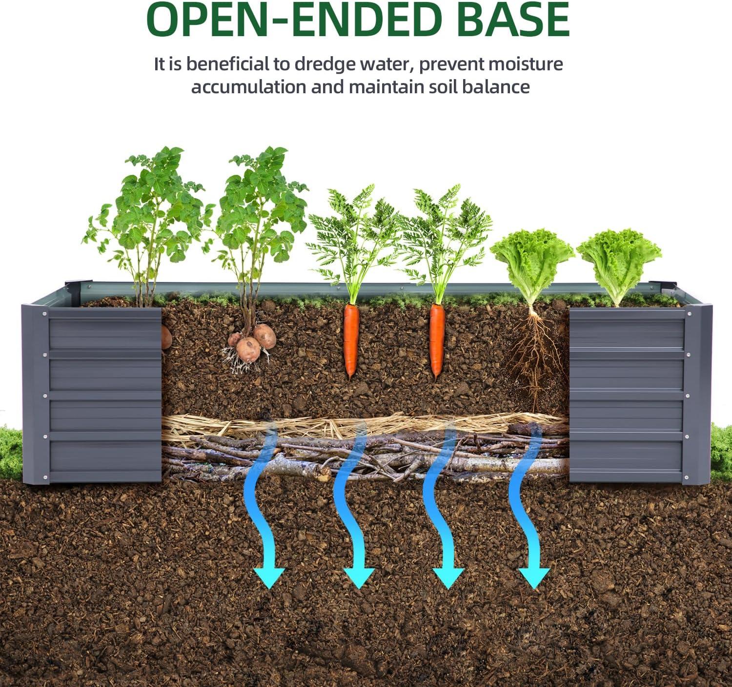 imageOhuhu Metal Raised Garden Bed Outdoor 6x3x15 FT Reinforced Galvanized Rustproof Colored Steel Planter Boxes for Vegetables Heavy Duty Raised Beds for Growing Flowers Herbs SucculentsCharcoal Grey