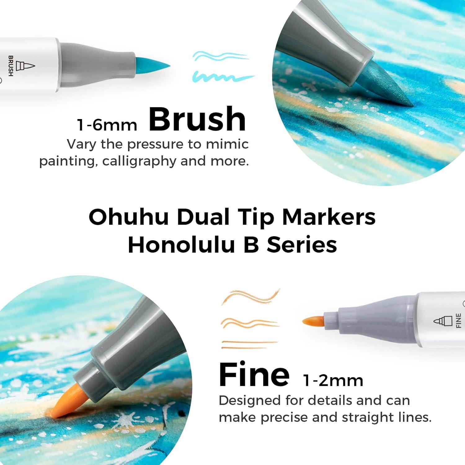 imageOhuhu Pastel Markers Brush Tip Alcoholbased Markers Double Tipped Artist Art for Sketch Adults Coloring Illustration 48 Pastel Colors 1 Alcohol Marker Blender  Marker Case Brush ampamp FineSweetness  Blossoming