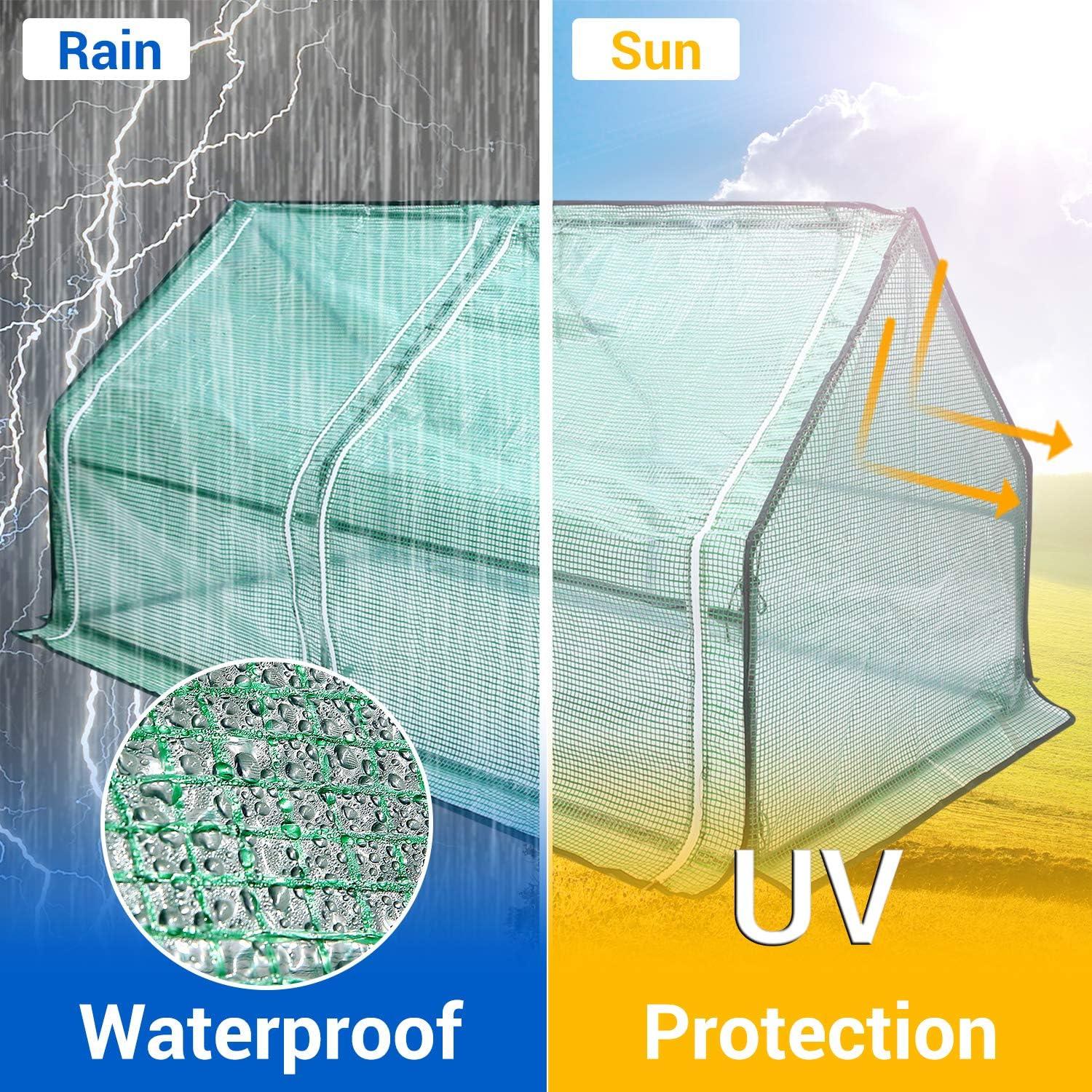 imageOhuhu Portable Mini Greenhouse 71quotx36quotx36quot Greenhouses for Outdoors with Dual Large Zipper Doors ampamp Ground Stakes Waterproof ampamp UV Protected Plastic Green House for Outside Garden Patio BackyardPE