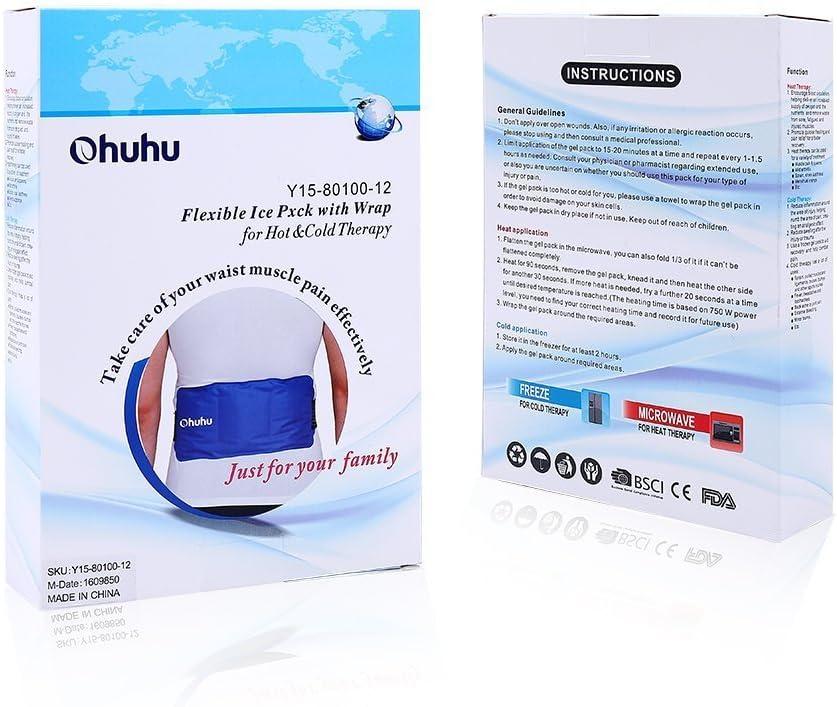 imageOhuhu Reusable Gel Cold ampamp Hot Therapy Pack with Strap for Shoulder Knee Ankle Back Neck Waist Arm Calves Hip Pain Relief M