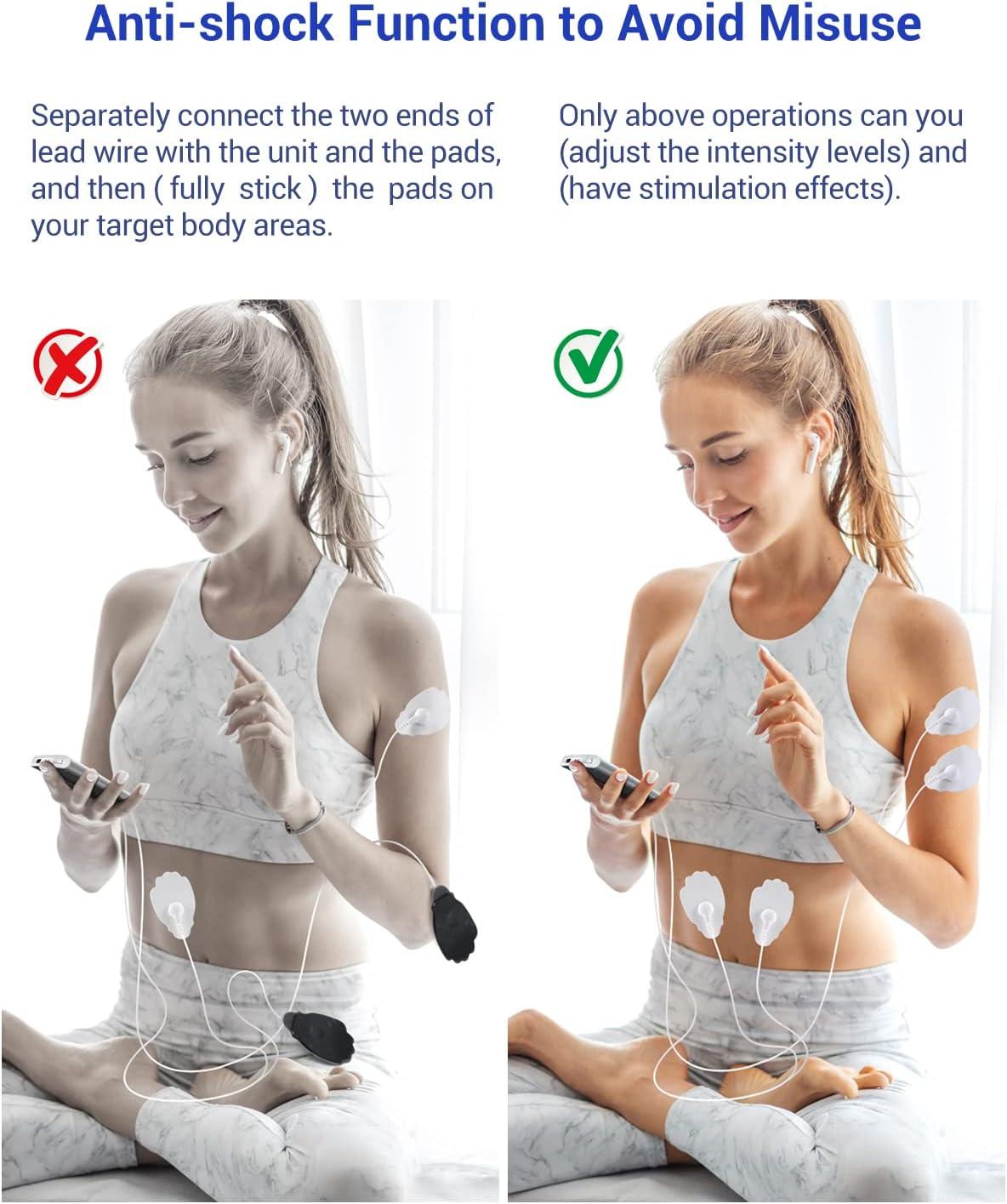 imageOhuhu Tens Unit Muscle Stimulator 24 Modes Rechargeable Tens Stimulator Machine16 Pads Electric EMS Unit Massager Acupoint Map Included for Back Shoulder Legs Pain Relief Mother Father GiftSilver