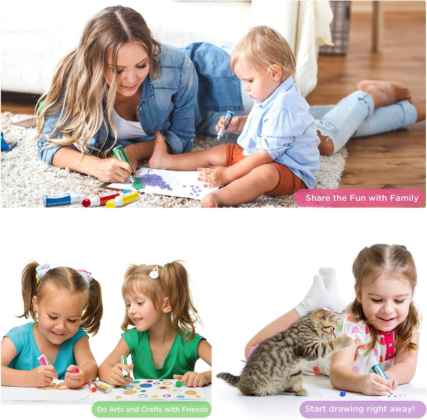imageOhuhu Washable Dot Markers for Toddler 8 Colors Bingo Daubers 40 ml 141 oz with a Blank 30 Pages Kids Activity Book for Kids Children 3 Ages  Preschool NonToxic WaterBased Dot Art Markers