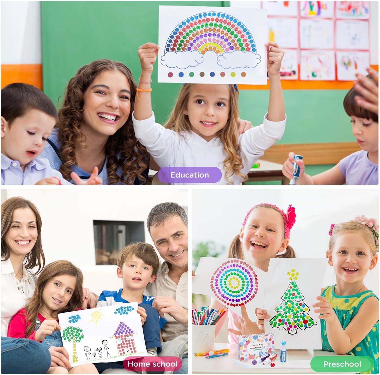 imageOhuhu Washable Dot Markers for Toddler 8 Colors Bingo Daubers 40 ml 141 oz with a Blank 30 Pages Kids Activity Book for Kids Children 3 Ages  Preschool NonToxic WaterBased Dot Art Markers