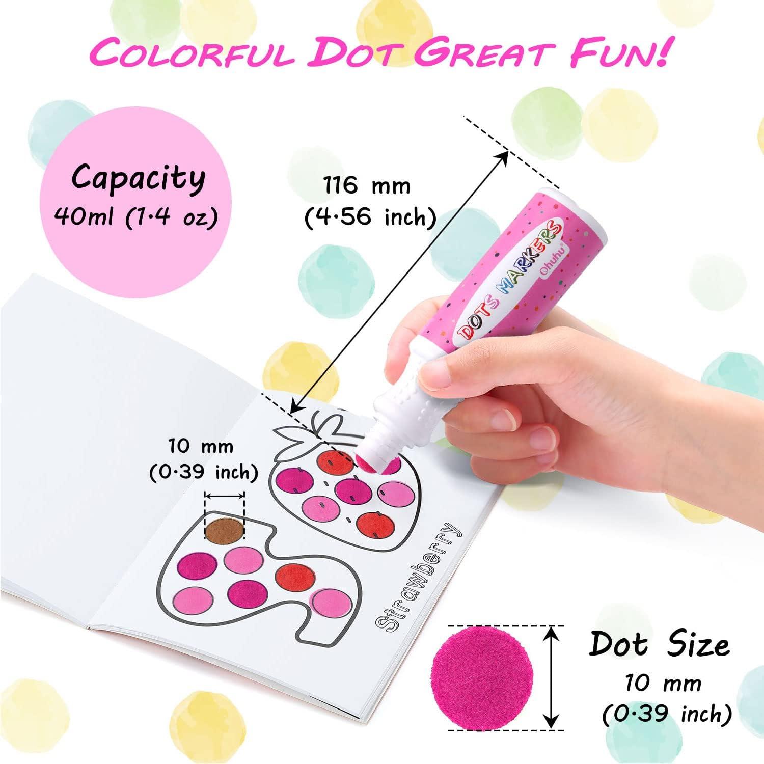 imageOhuhu Washable Dot Markers for Toddler 8 Colors Bingo Daubers 40 ml 141 oz with a Blank 30 Pages Kids Activity Book for Kids Children 3 Ages  Preschool NonToxic WaterBased Dot Art Markers