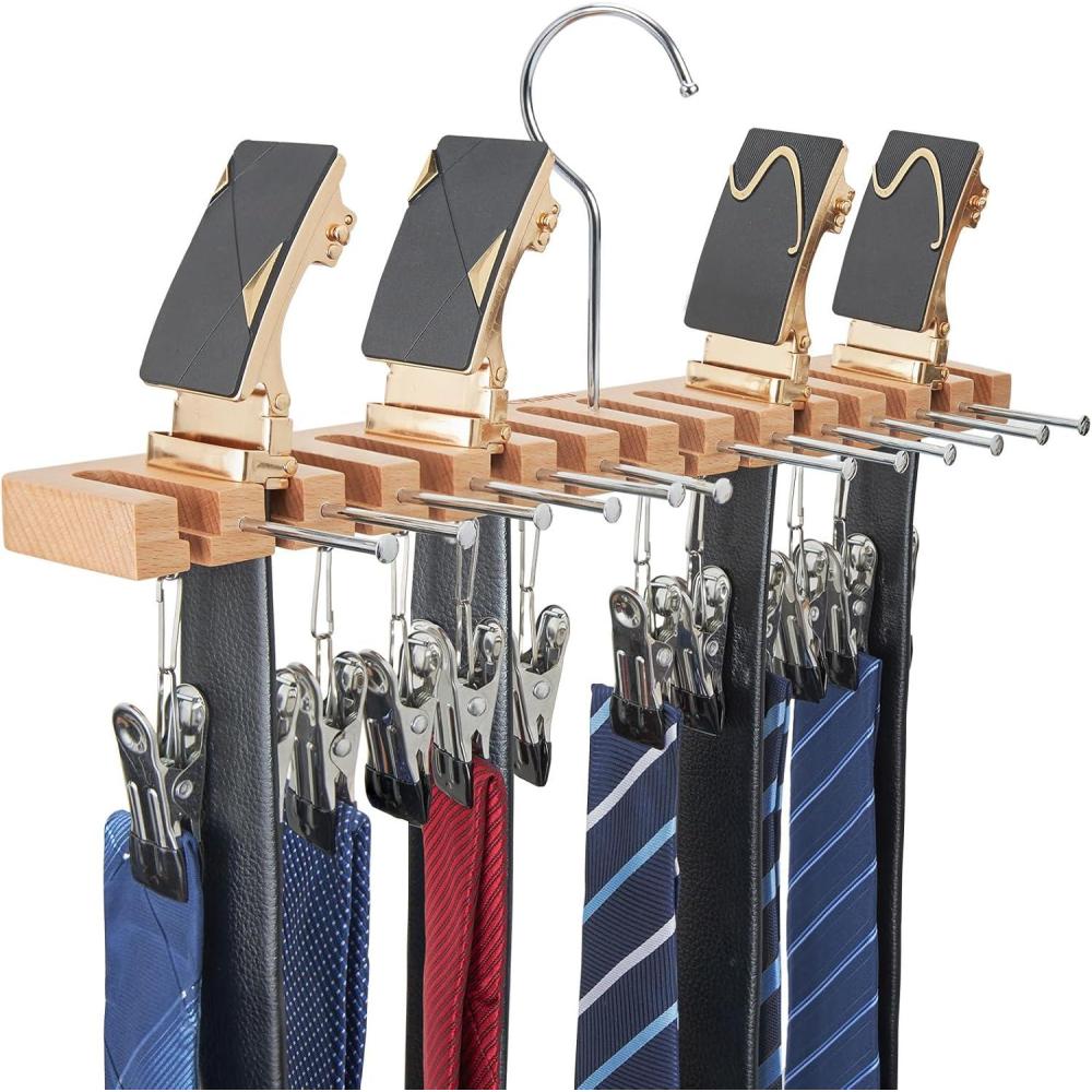 imageBelt Hanger Organizer for Closet Ohuhu Wall Mount Belt Rack for Storage and Organization 360 Degree Rotating Belt Display Holder for Belt Tie Scarf Accessories Belt Hanger with Hooksbelt hanger with clips