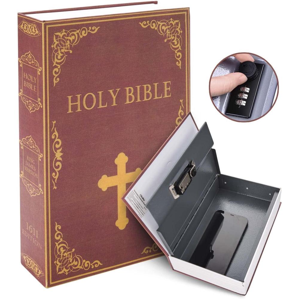 imageBook Safe Box with Combination Lock Ohuhu Upgrade Dictionary Diversion Safe Secret Hidden Box for Home Office Portable Safe Box for Money Cash JewelryBible