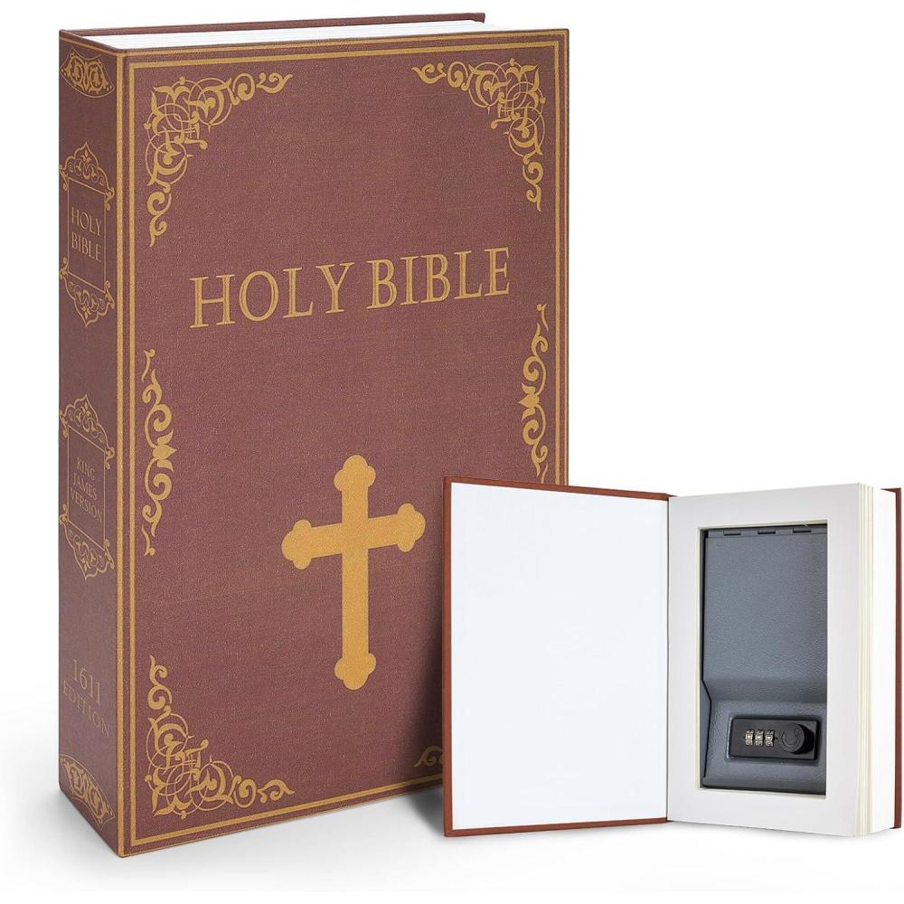 imageBook Safe Box with Combination Lock Ohuhu Upgrade Dictionary Diversion Safe Secret Hidden Box for Home Office Portable Safe Box for Money Cash JewelryBible  Real Paper