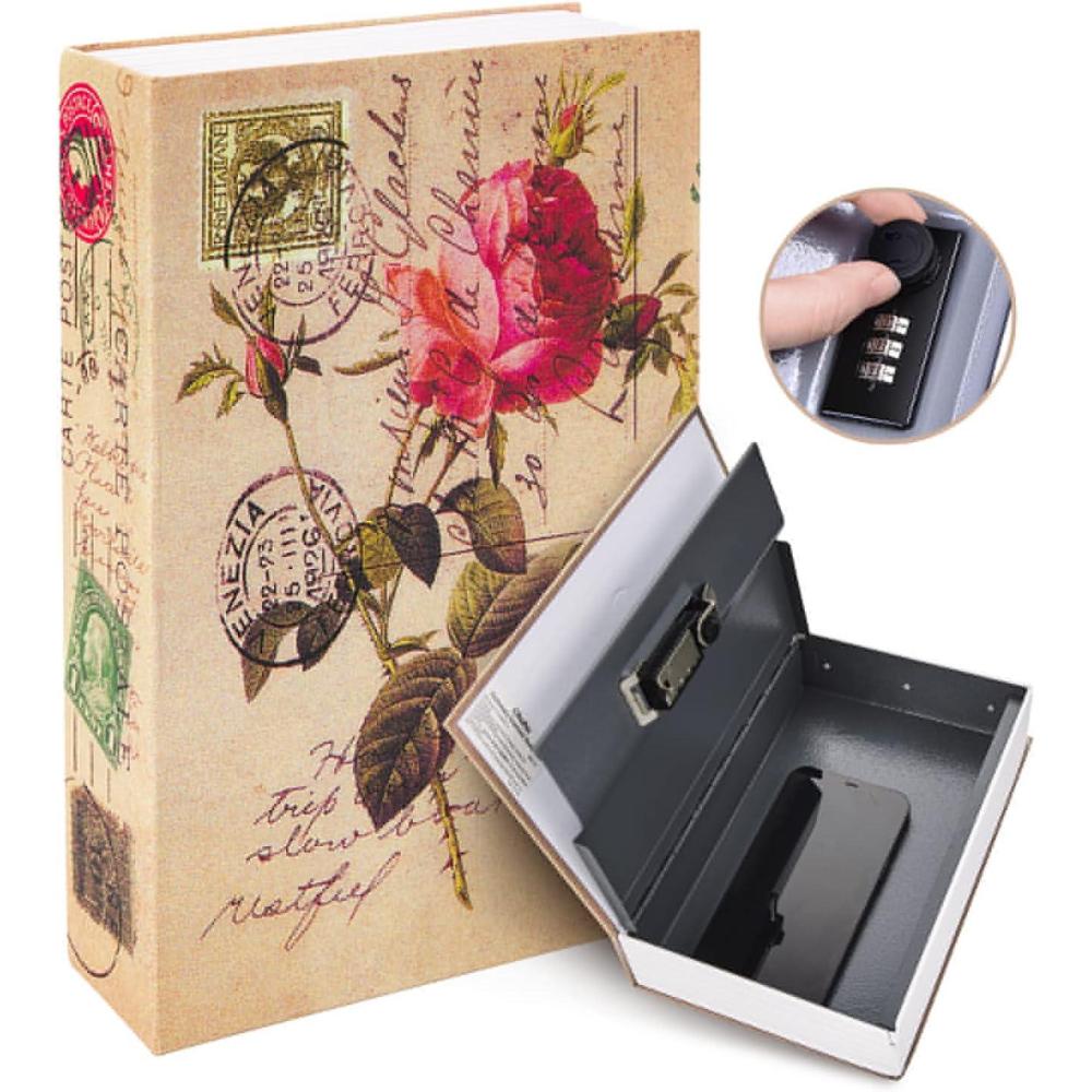 imageBook Safe Box with Combination Lock Ohuhu Upgrade Dictionary Diversion Safe Secret Hidden Box for Home Office Portable Safe Box for Money Cash JewelryRose
