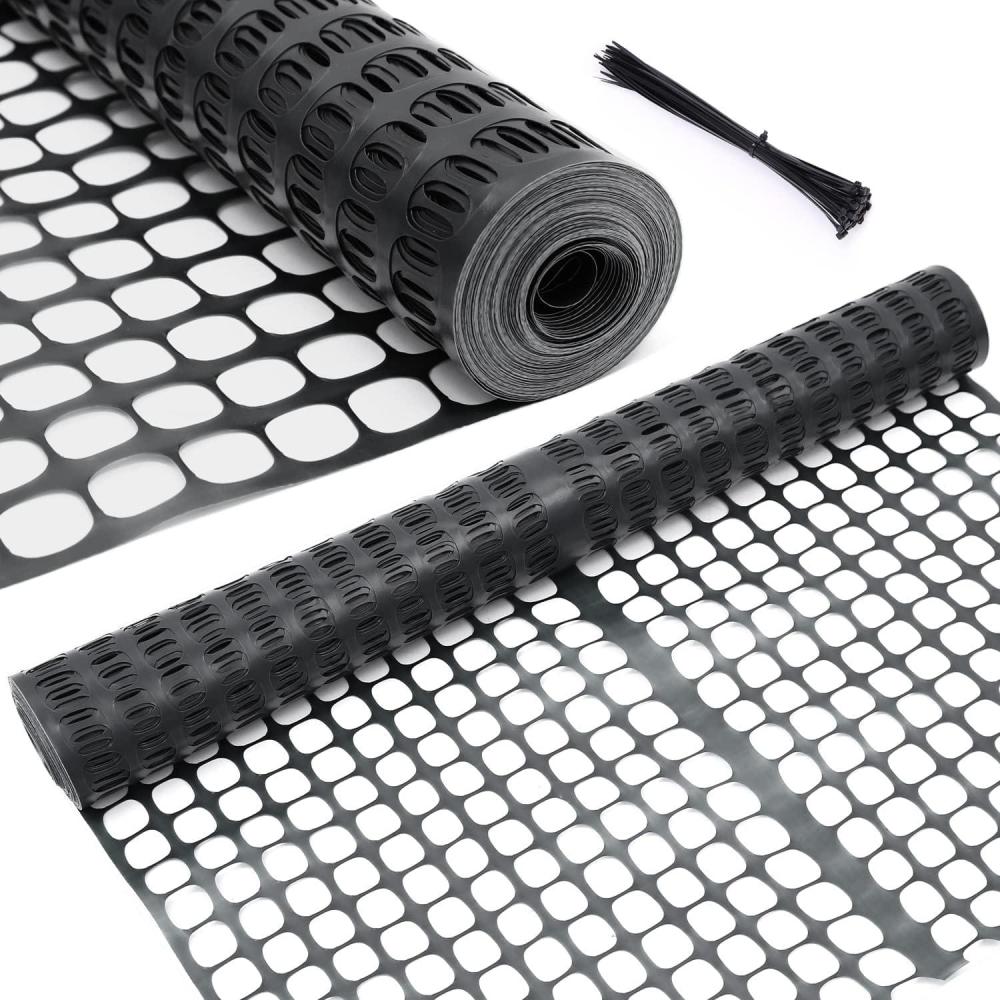imageGarden Fence Animal Barrier Ohuhu 4x100107LB Reusable Netting Plastic Safety Fence Roll Temporary Pool Fence Snow Fence Economy Construction Fencing Poultry Fence for Deer Rabbits Chicken DogsBlack