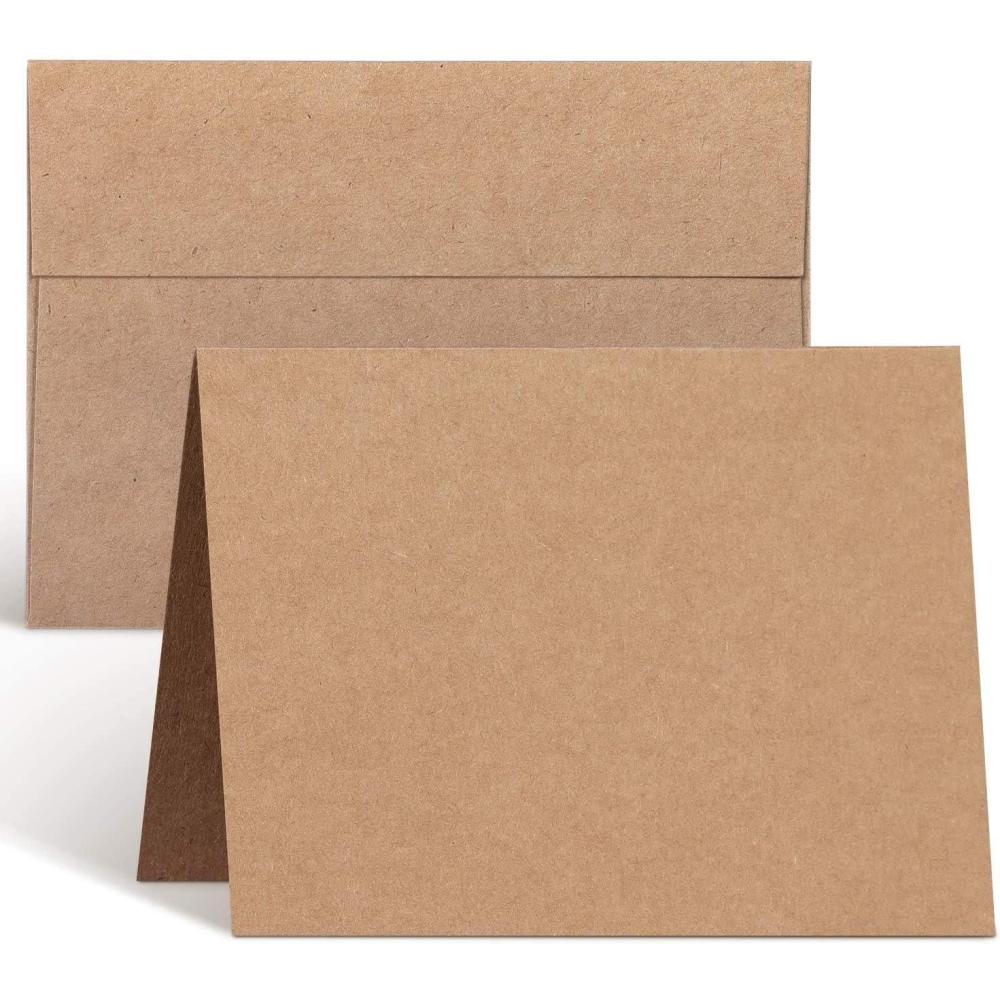 imageOhuhu Blank Brown Kraft Cards and Envelopes 100 Pack  425quot x 55quot Folded Cardstock Paper and A2 Envelopes for DIY Greeting Cards Wedding Birthday Invitations Thank You Cards and All OccasionsA6 4x6
