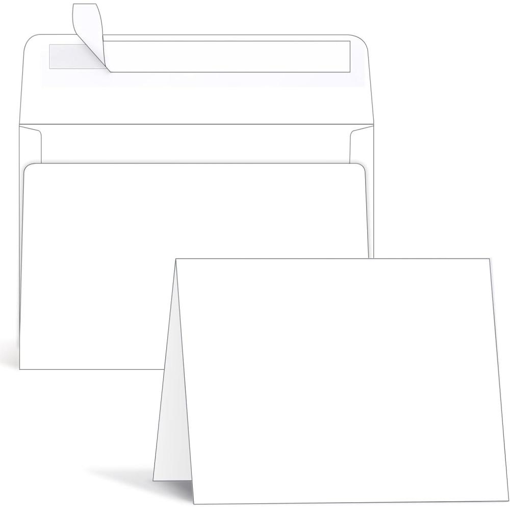 imageOhuhu Blank White Cards and Envelopes 100 Pack  5quot x 7quot Heavyweight Folded Cardstock and A7 Envelopes for DIY Greeting Cards Wedding Birthday Invitations Baby Shower Thank You Cards and All OccasionsWhite