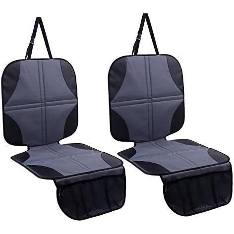imageOhuhu Car Seat Protector for Child Car Seat 2Pack Baby Carseat Protectors with Thickest Padding  Waterproof Auto Vehicle Child Baby Pet Seat Cover with 2 Large Storage Pockets for Sedan SUV Trucks