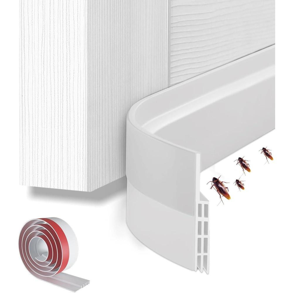 imageOhuhu Door Draft Stopper Seal Strip Door Sweep Under Door Weather Stripping Noise Blocker Gap Filler Bottom Draft Guard Dust Wind Block for Winter Garage Exterior Interior Doors 118quotL x 2quotW WhiteWhite