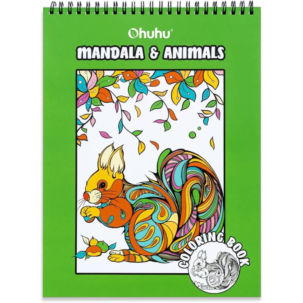 imageOhuhu DoubleSided Bleedproof Coloring Book for Alcohol Markers  8quotx10quot My Simple Pleasure Coloring Book  20 Sheets40 Patterns  Top SpiralBound Design  StressRelieving Gift for Adults TeensMandala  Animals