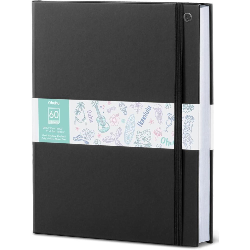 imageOhuhu DoubleSided Marker Pad Art Sketchbook Bleedproof  83quotx83quot Square Paper Size  90 lb150 gsm Smooth Drawing Paper  60 Sheets120 Pages  Hardcover Sketching Book for Alcohol Markers Paints85 x 11