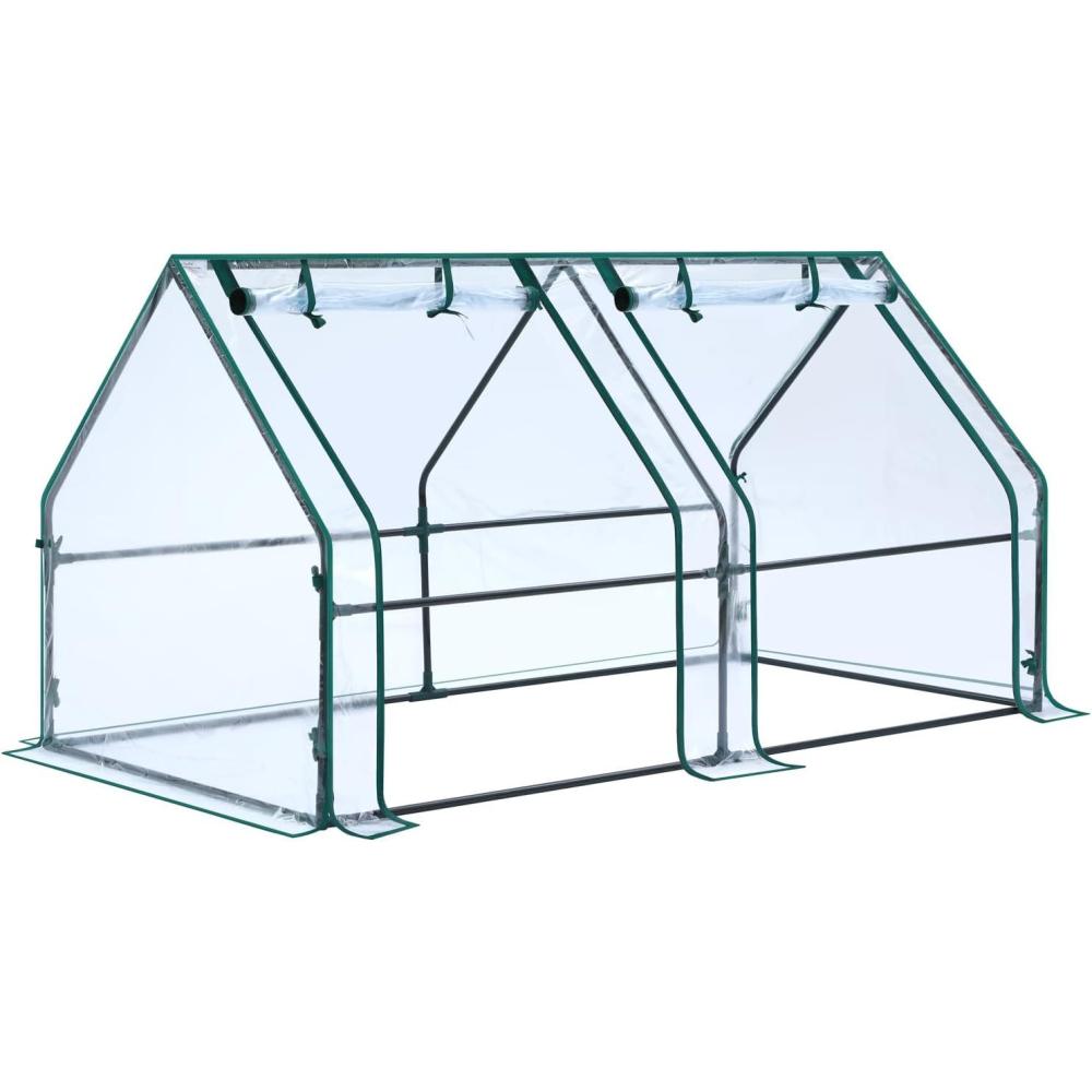 imageOhuhu Portable Mini Greenhouse 71quotx36quotx36quot Greenhouses for Outdoors with Dual Large Zipper Doors ampamp Ground Stakes Waterproof ampamp UV Protected Plastic Green House for Outside Garden Patio BackyardPVC
