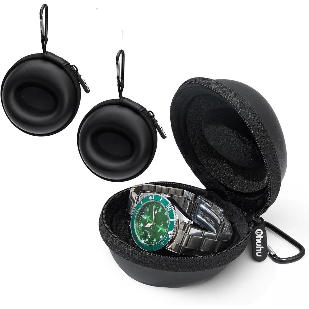imageOhuhu Watch Travel Case for Men Portable Single Watch Box and Storage Organizer for Wristwatches and Smart Watches Heightened Version up to 56mm Men Women for lover Fathers Day2