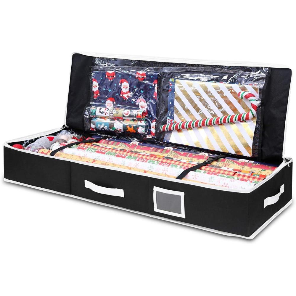 imageOhuhu Wrapping Paper Storage Containers Gift Wrap Organizer Wrapping PaperHolder 6000 Oxford Cloth TearResistant and Waterproof 405 Fits 1824 Standers Rolls Black