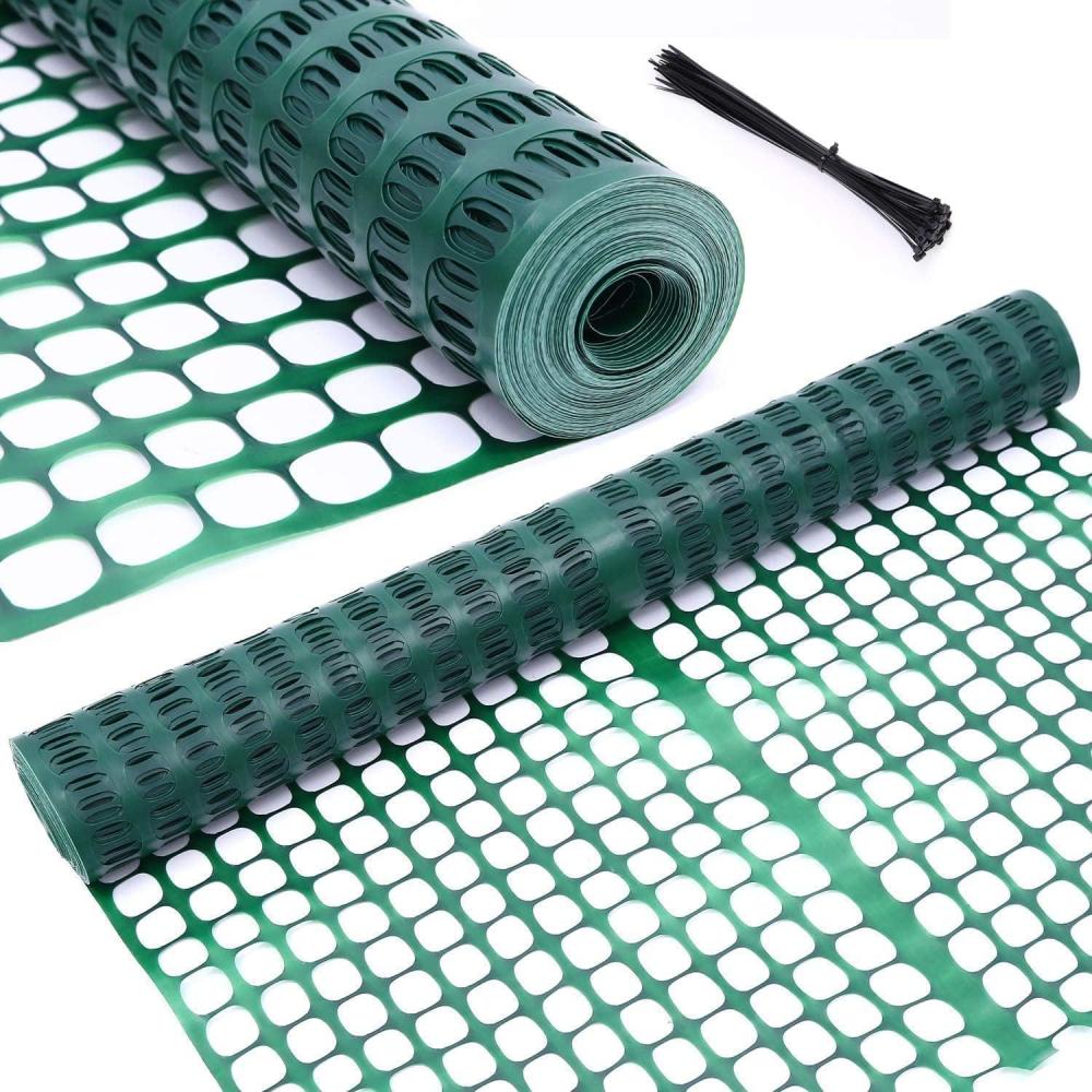 imagePlastic Garden Fence Animal Barrier Ohuhu 4x5075LBs Heavy Duty Reusable Netting Safety Fences Roll with Zip Ties Durable Temporary Pool Fence Snow Fencing for Deer Rabbit Chicken Dog PoultryGreen