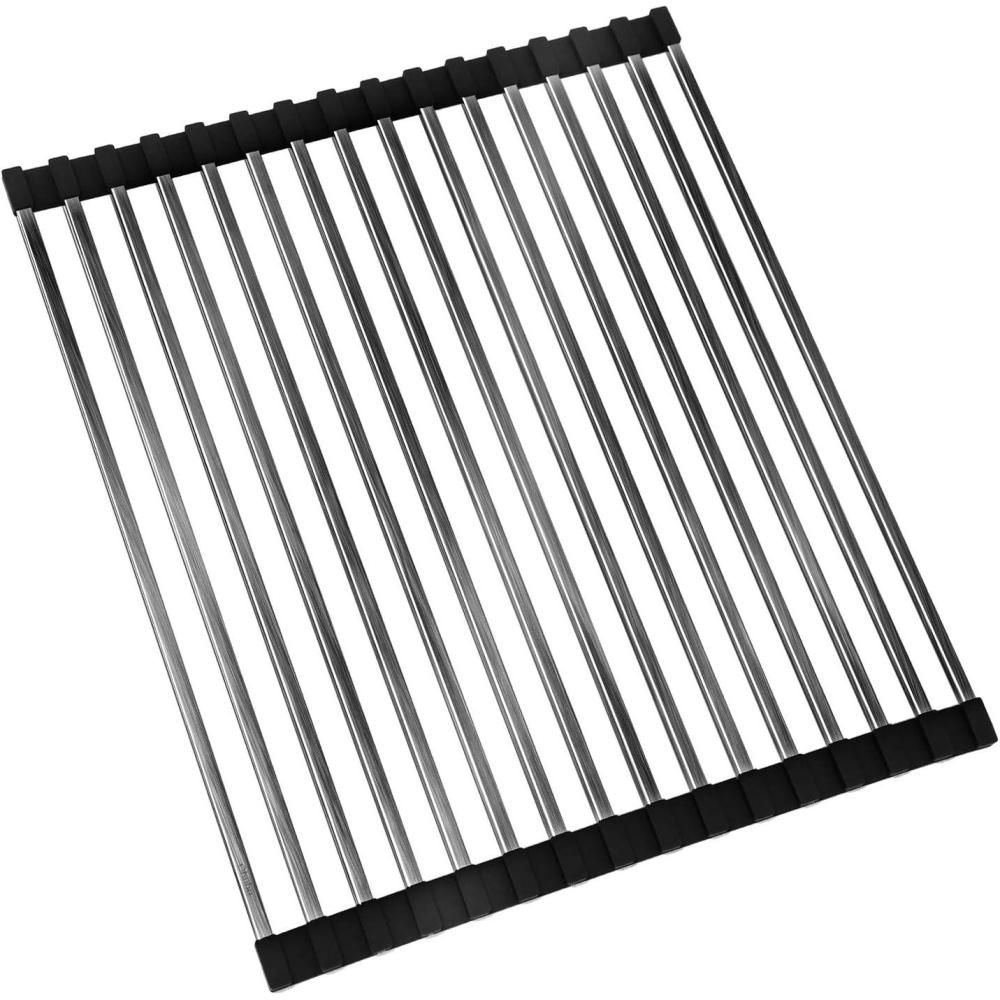 imageSink Drying Rack Black Roll Up Ohuhu 176quot L x 15quot W Over the Sink Dish Drying Rack Unique Square Tubes Stainless Steel Rolling Dish Drainers HeatResistant for Kitchen Counter Organizer Space Saving