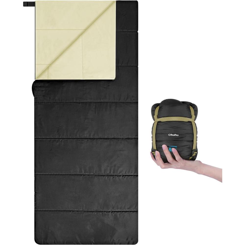 imageSleeping Bag Ohuhu Lightweight Sleeping Bag 3 Season Warm Weather Portable Compact Sleeping Bags for Adult Kids with Carry Bag for Camping Hiking Backpacking and Outdoors 5977Black