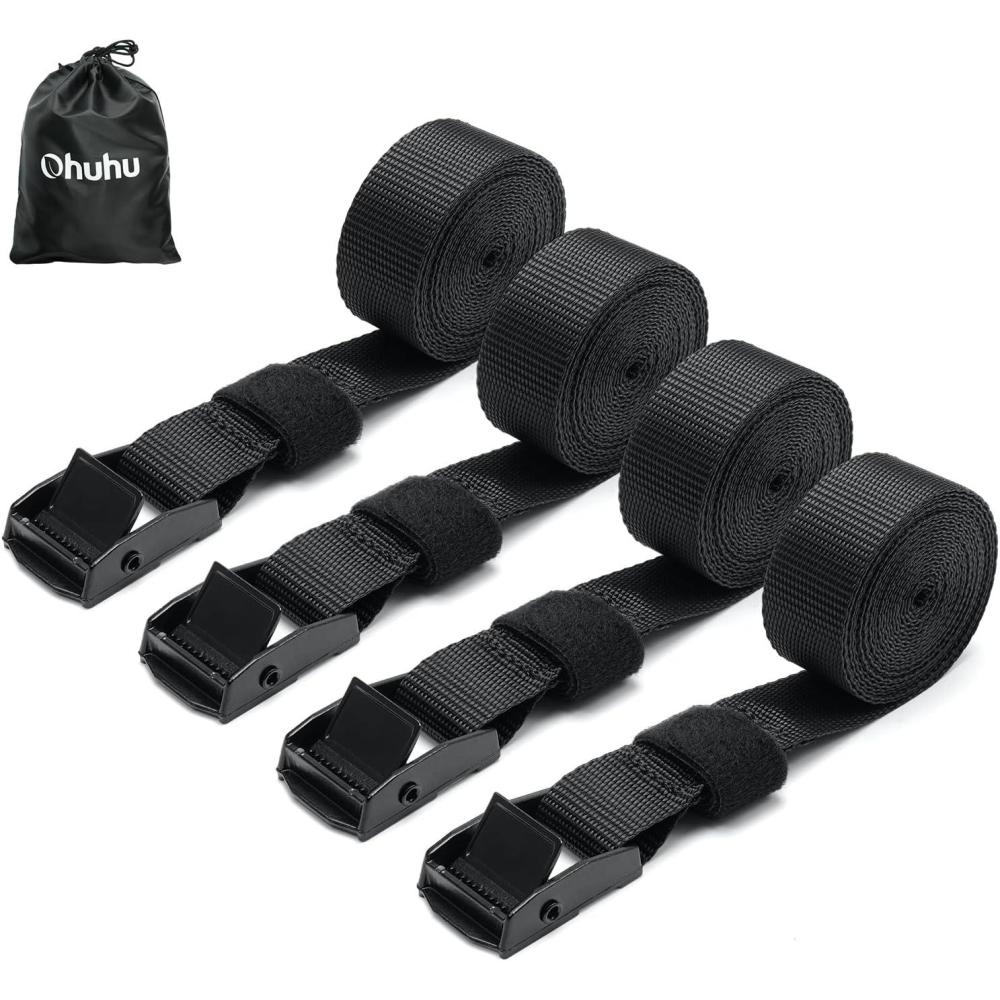 imageTie Down Straps with Buckles Ohuhu 4 Pack Cam Buckle Lashing Straps 367 lbs Load Cap with 1100 lbs Breaking Strength Limit 1quotx 82 TieDown Strap with Carry Bag for Motorcycle Cargo Trucks Luggage4Pack