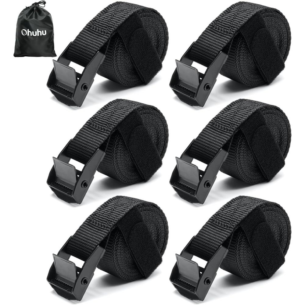 imageTie Down Straps with Buckles Ohuhu 6 Pack Cam Buckle Lashing Straps 367 lbs Load Cap with 1100 lbs Breaking Strength Limit 1quotx 82 TieDown Strap with Carry Bag for Motorcycle Cargo Trucks Luggage